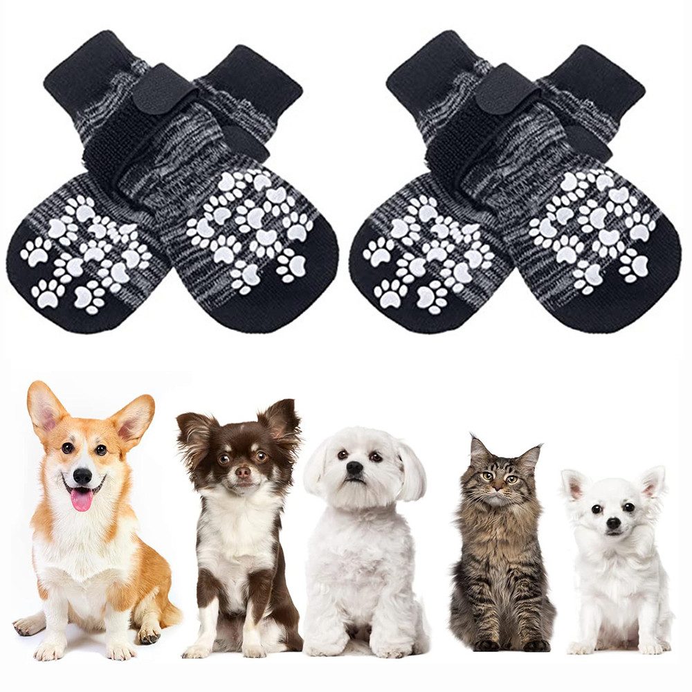 Coonoor Захист лап 2 Paar Indoor Anti-Rutsch Socken für Hunde und Katzen Pet Socken, (Anti Rutsch Захист лап und Traktion Dank Silikon-Gel), für Kleine-Mittlere Tiere