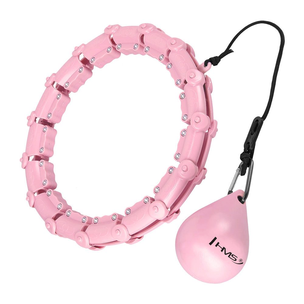 HMS Hula-Hoop-Reifen Fitnessreifen Taillentrainer Bauchtrainer (Spar-Set, 1-tlg., 48 cm verstellbar), Plus Size, 26 Elemente, Schwerkraftball, Massage