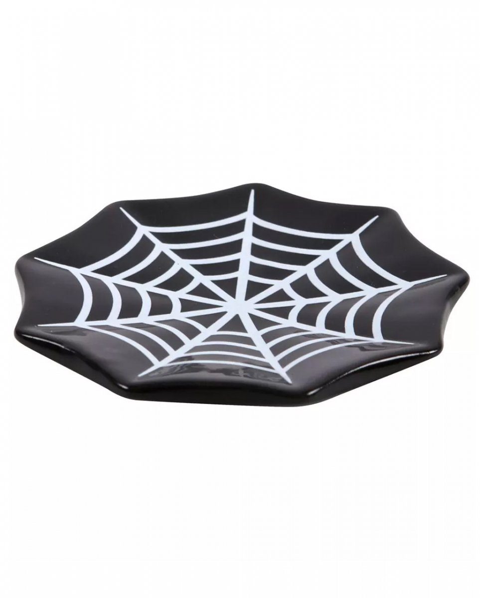 Teller Kleiner Spinnweben Horror-Shop 10 Schwarzer Dekofigur aus Keramik