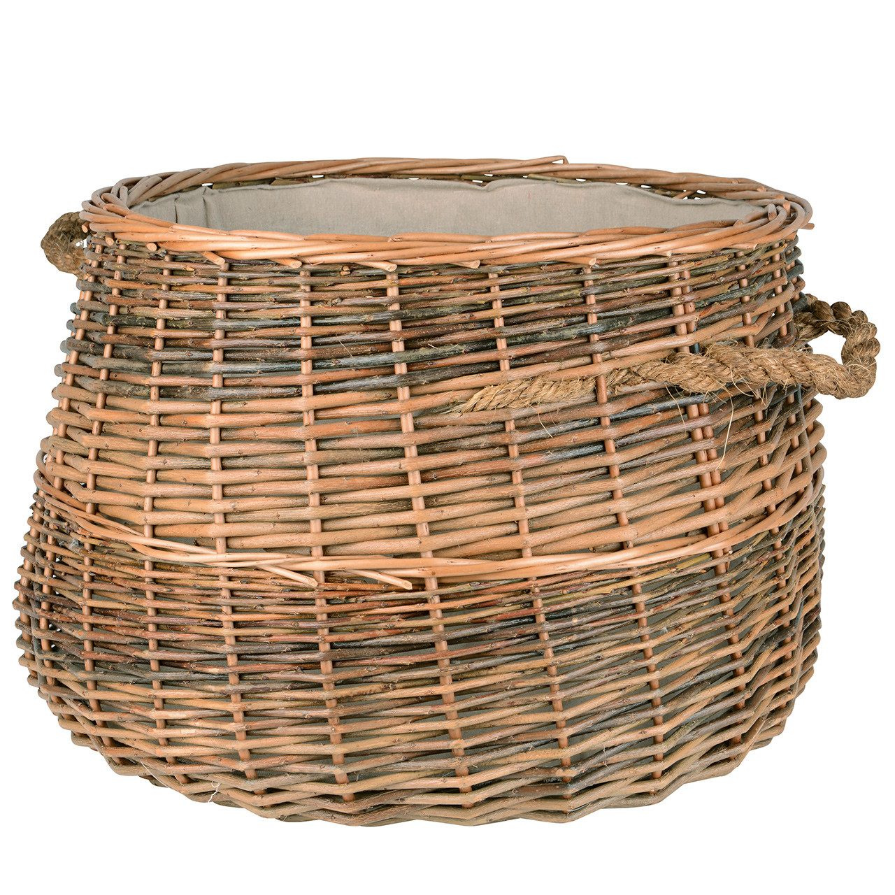 UNUS HOME Kaminholzkorb Korb Weide groß und rund mit Seilgriffen (1 St., Durchmesser 50cm), großer Aufbewahrungskorb, Feuerholzkorb, Ordnungskorb