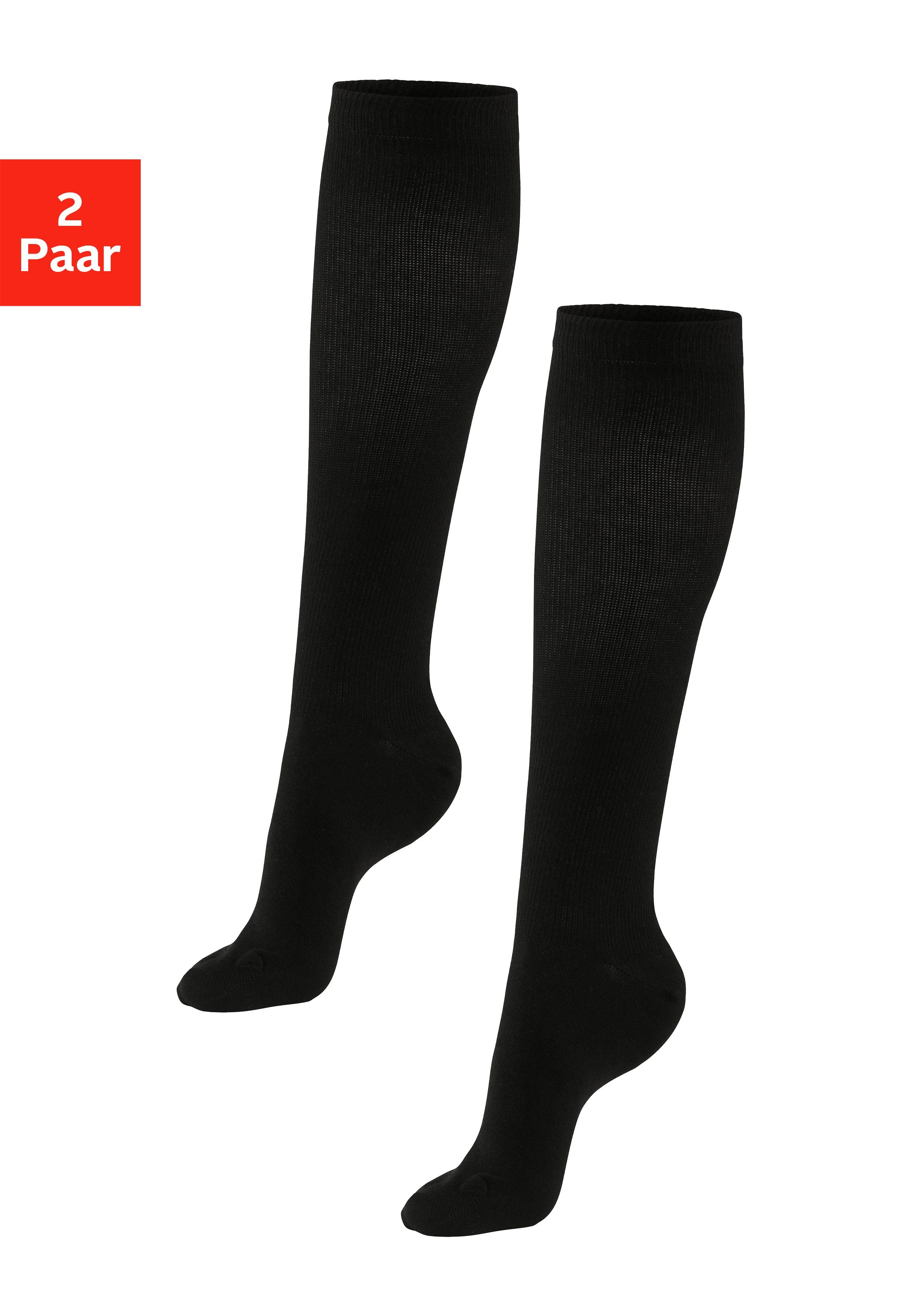 H.I.S Stützkniestrümpfe Damen & Herren Kompressionsstrümpfe, Reisestrümpfe (Packung, 2-Paar, Gr. 35-38 bis 43-46) für Sport, Arbeit, Flug & Schwangerschaft