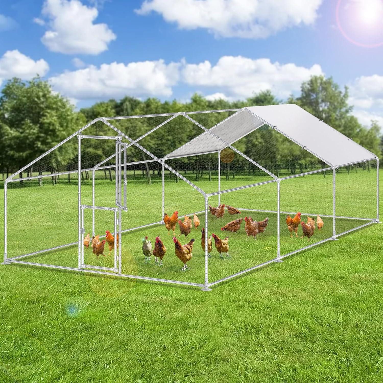 Freigehege Hühnerstall Freilaufgehege Kaninchen mit PE-Farbtuch 3x6x2m