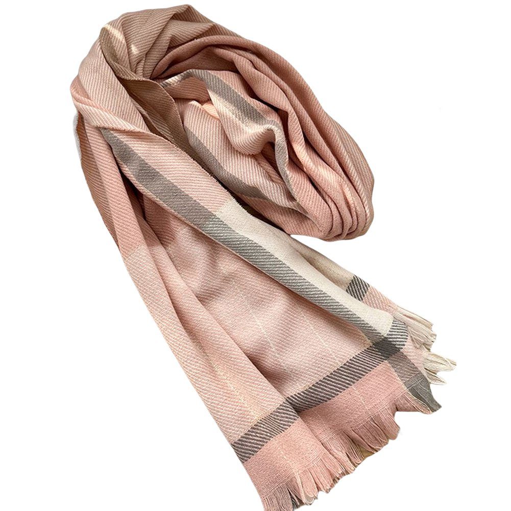 stripes Frauen Schal Quaste Für Warm Plaid 2z-stripes Lang-Stil Winter Mode Blusmart Schal Quaste sweet Modeschal pink fresh