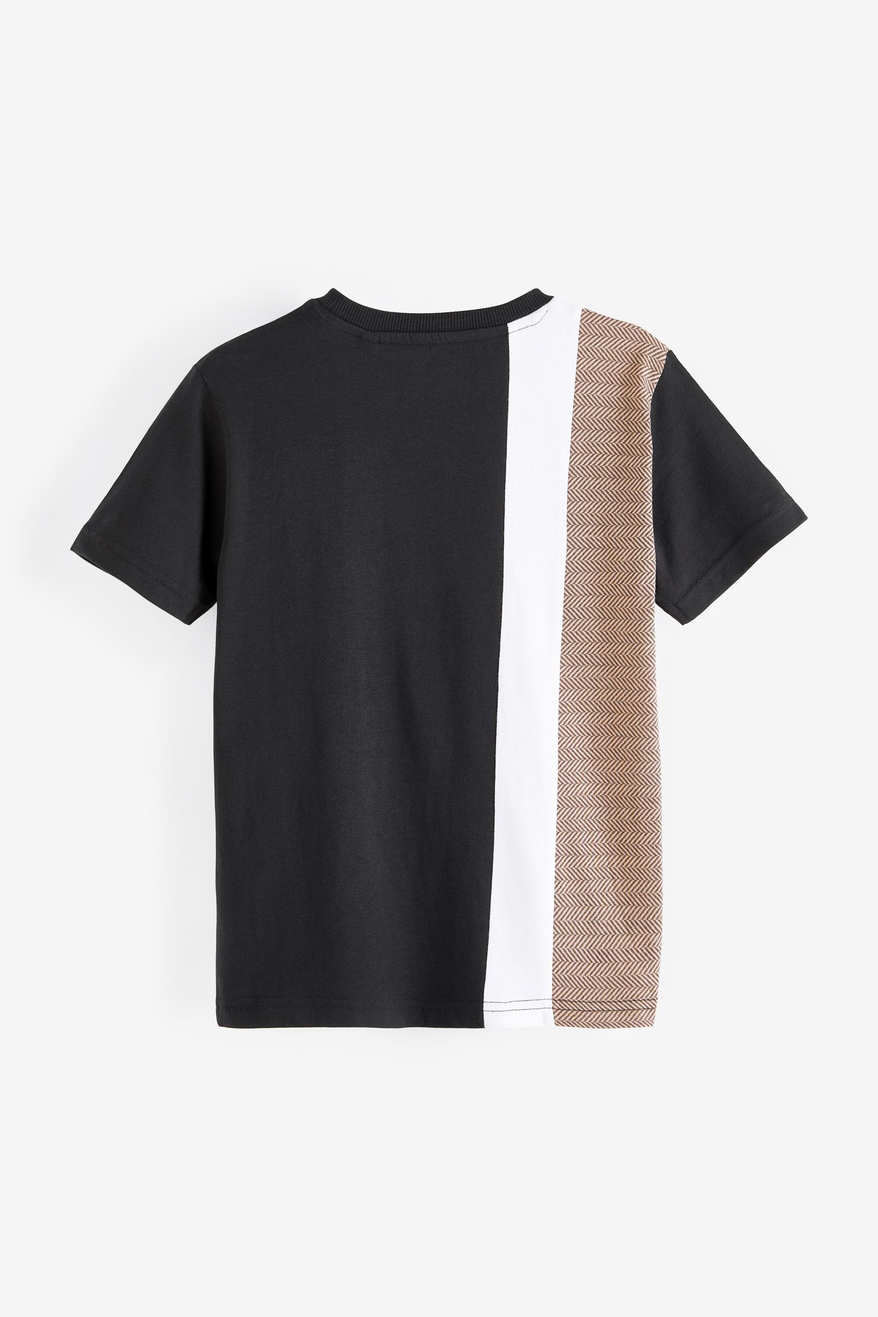 Next T-Shirt T-Shirt in Blockfarben Vertical Black/Tan Brown (1-tlg)