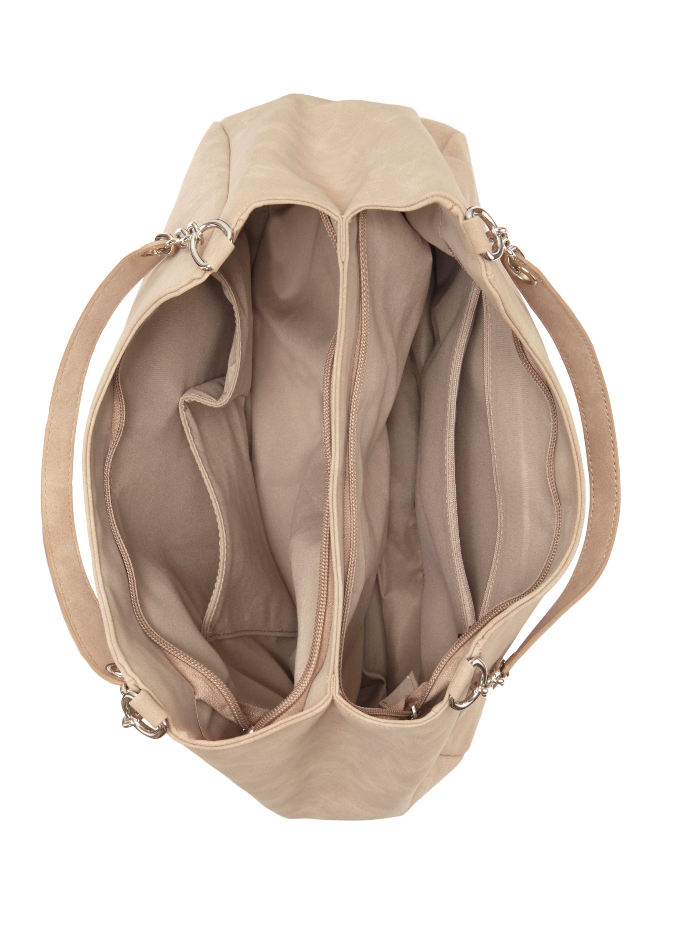 Vivance by Lascana Schultertasche Henkeltasche, Damentasche, Shopper, Einkaufstasche, Handtasche, mit silberfarbenen Ketten-Details VEGAN – Bild 3 von 4