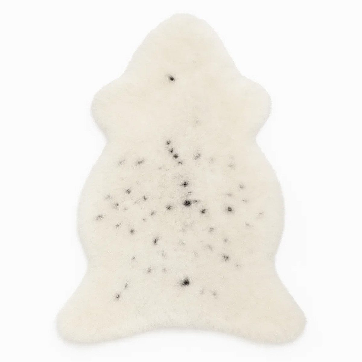 Provellus Fellteppich Skandinavisches Schaffell Geschoren – Weiß mit schwarzen Punkten