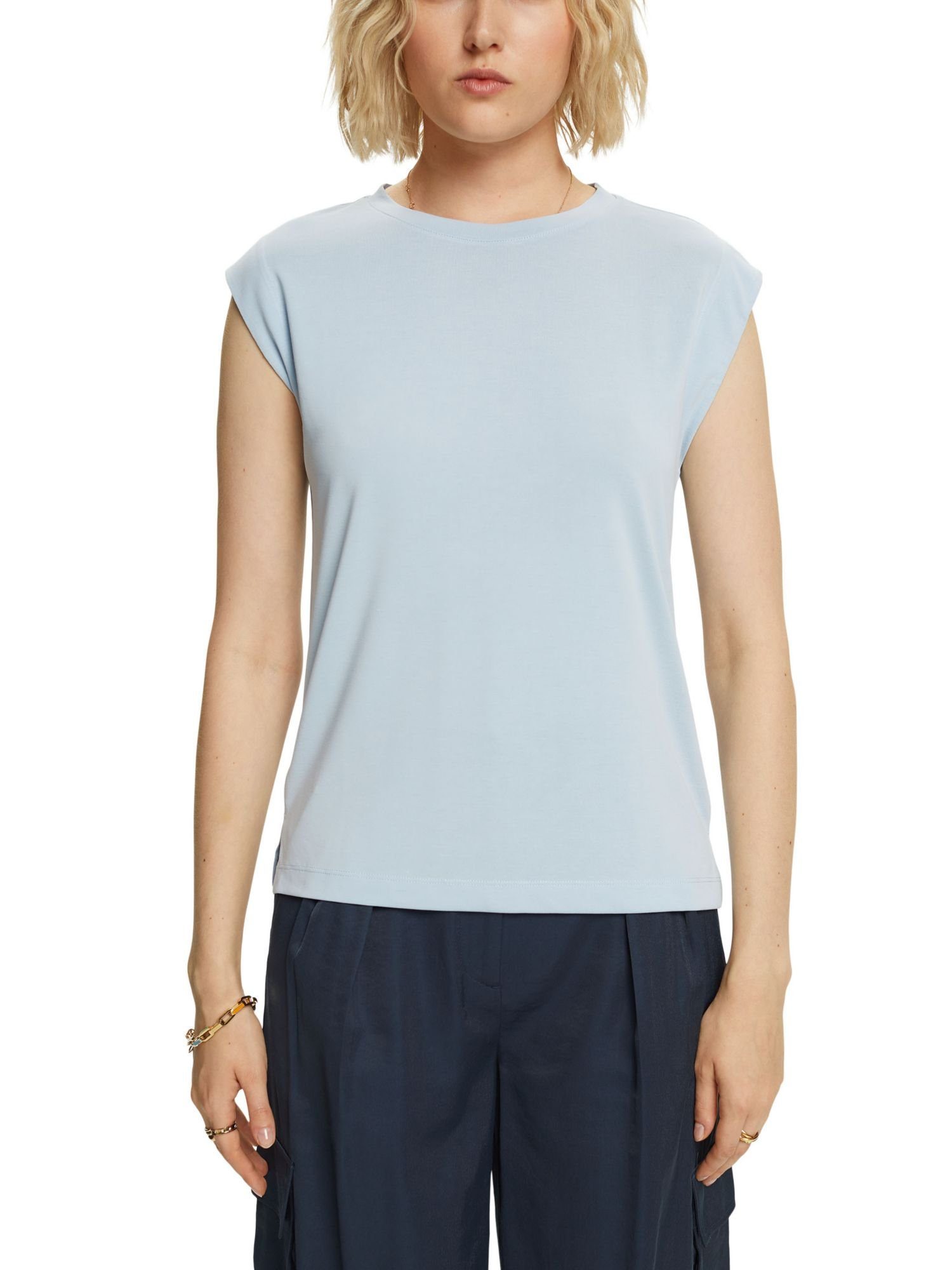 Griff T-Shirt (1-tlg) Esprit BLUE mit Collection Jersey-Top LIGHT weichem