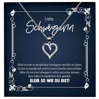 22Feels Schmuckset Schwägerin Geschenk Frauen Hochzeit Schmuck Herz Halskette Karte, Echt-Silber 925/000, Karte Made In Germany