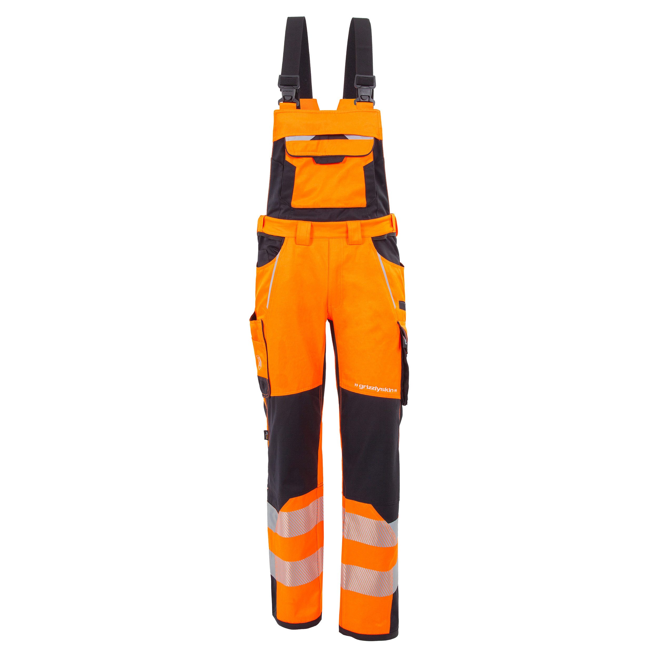 Qualitex Workwear Arbeitslatzhose moderne Warnschutz-Latzhose (PSA Kat 2) aus Lyocell, Cordura & Stretch (1-tlg) funktionaler Blaumann mit 19 Taschen - Atmungsaktiv - Verstellbar