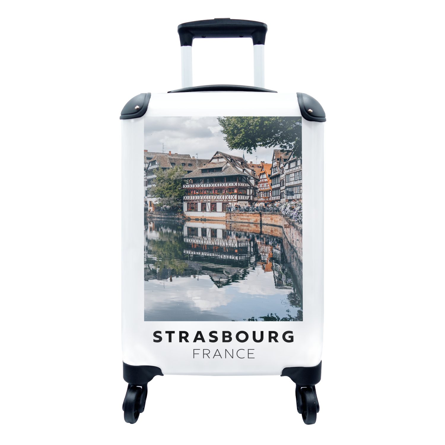 MuchoWow Handgepäckkoffer Straßburg - Frankreich - Wasser, 4 Rollen, Reisetasche mit rollen, Handgepäck für Ferien, Trolley, Reisekoffer