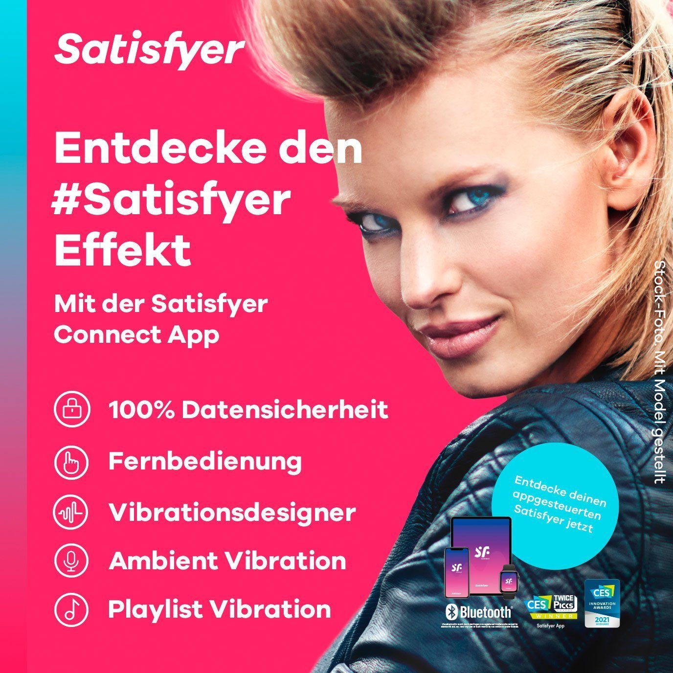 Klitoris-Stimulator Bluetooth APP 'Top Satisfyer Satisfyer Vibrator, mit Connect pink 11cm, Secret+ App',