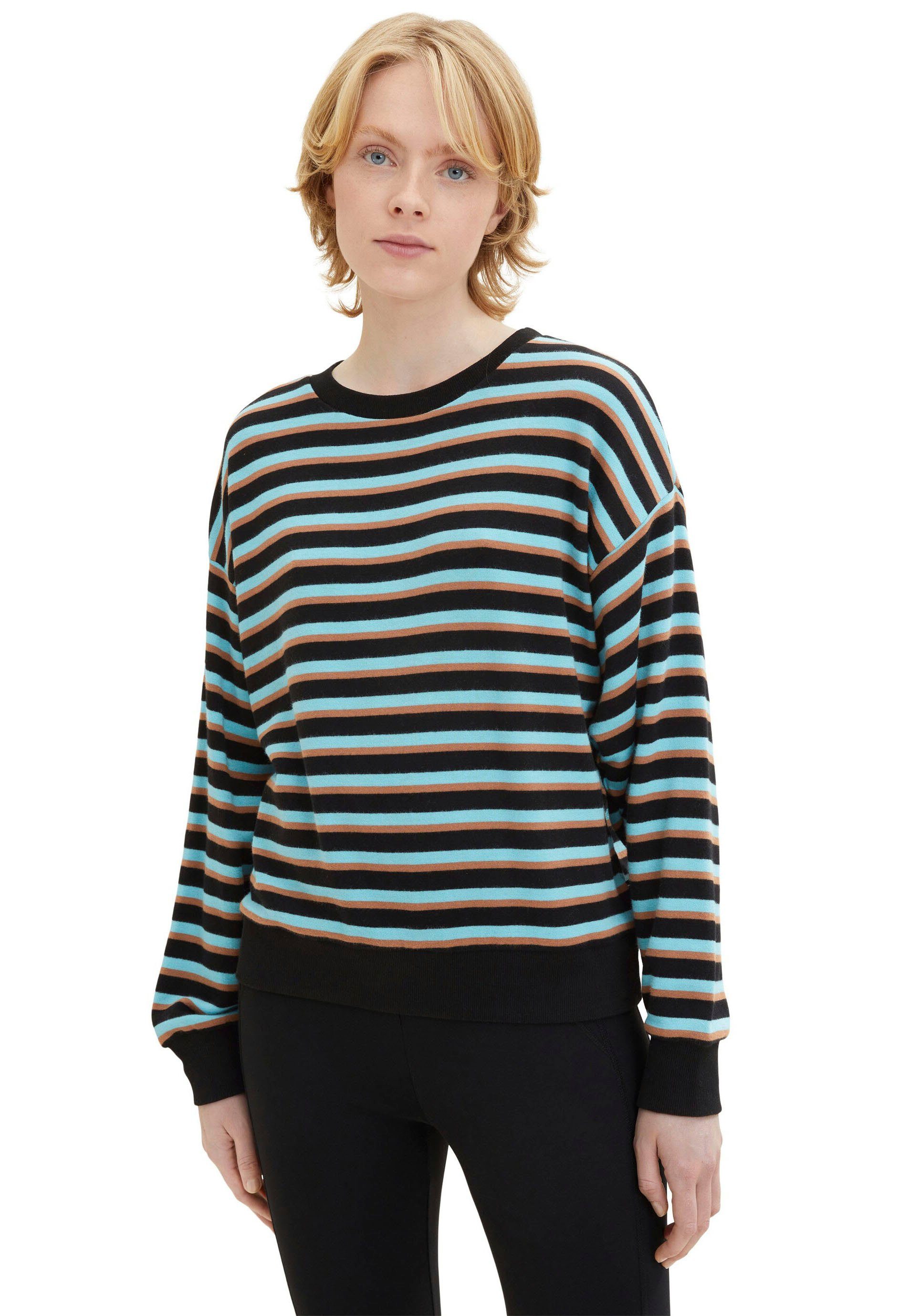 TOM TAILOR Denim Sweater Gestreiftes Sweatshirt (1-tlg) im Streifendessin