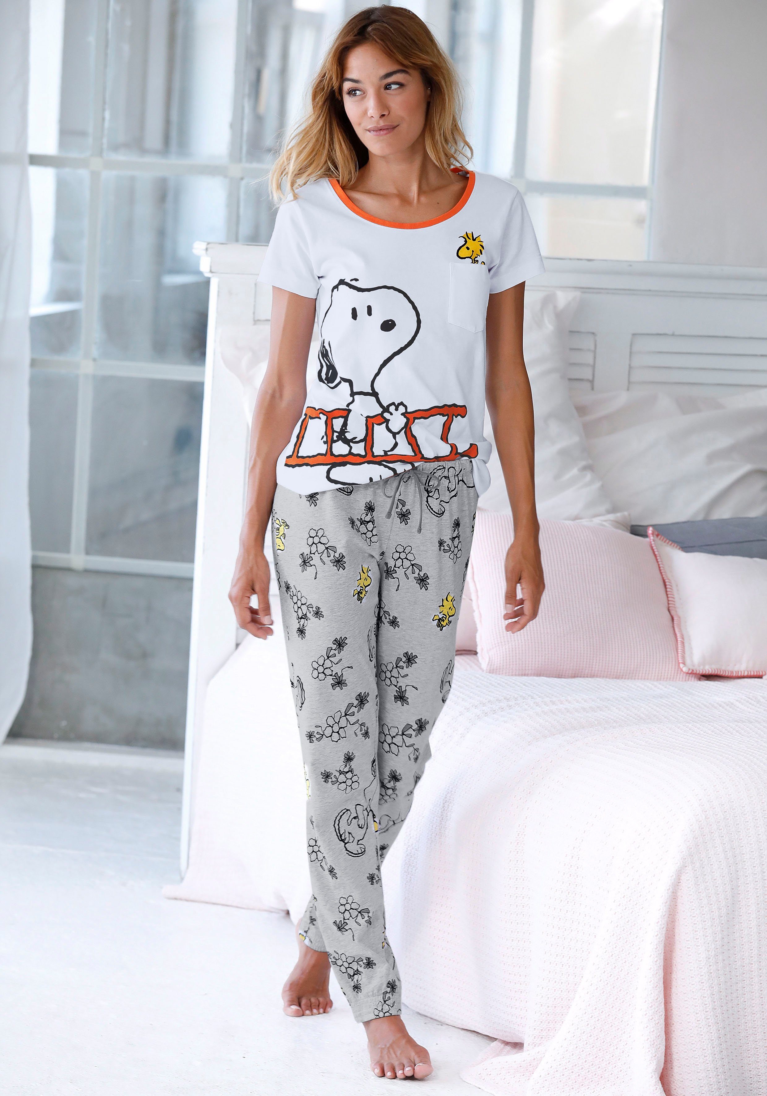 PEANUTS Pyjama (2 tlg) mit Snoopy und Woodstock Druck