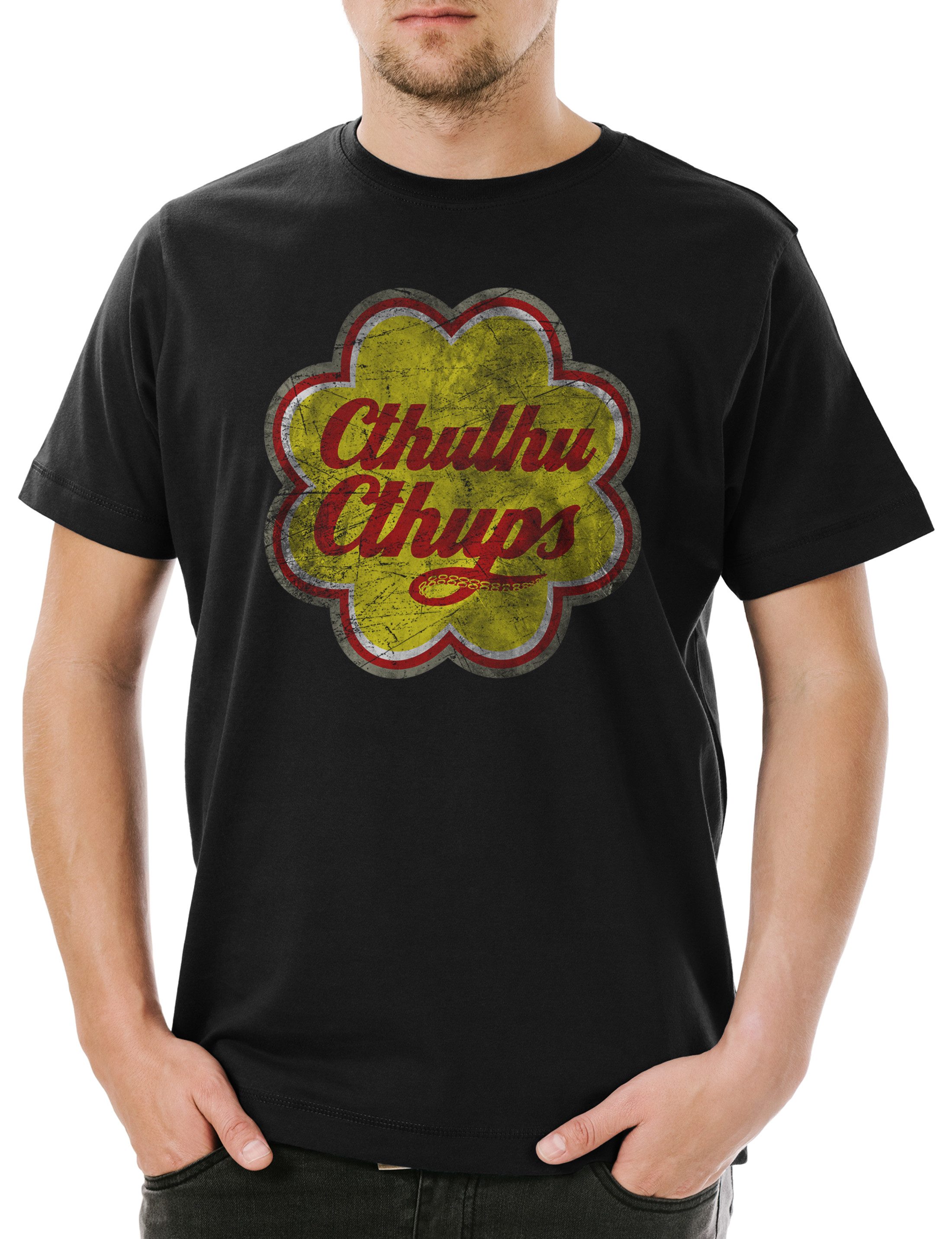 Print-Shirt Cthulhu Cthups Herren T-Shirt Horror Arkham H. P. Lovecraft Miskatonic