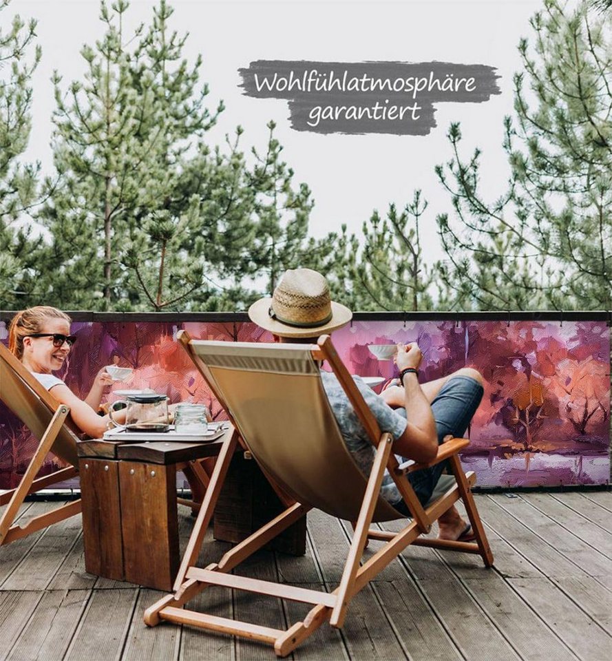 Thumbnail - MyMaxxi Sichtschutzelement Balkonbanner Herbstwald mit Fluss Balkon Sichtschutz Garten, (Bambus grün)