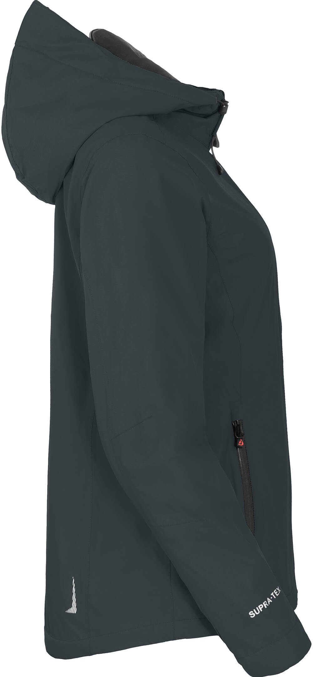 Bergson Outdoorjacke HELLI THERMO Damen mm grau wattiert, Regenjacke, leicht Wassersäule, Normalgrößen, 12000 dunkel