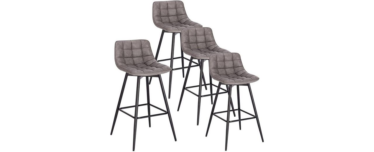 4er Set Barhocker | Kunstleder | Mit Armlehnen | Braun