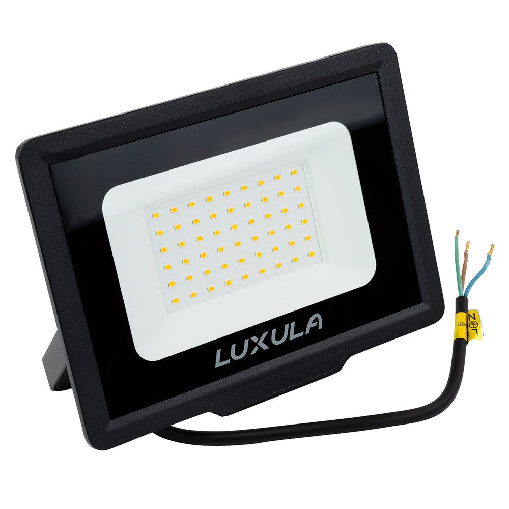 LUXULA LED Flutlichtstrahler LUXULA LED Fluter 50 W 3000 K Warmweiß Schwarz, LED fest integriert, Warmweiß