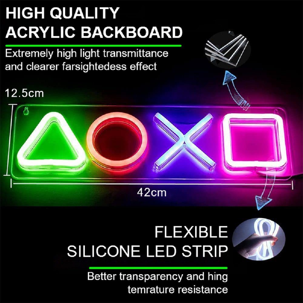 LED deko,Icons Light room Leuchtschild XDOVET Spieltaste wanddeko,gaming led LED-Stripe-Profil