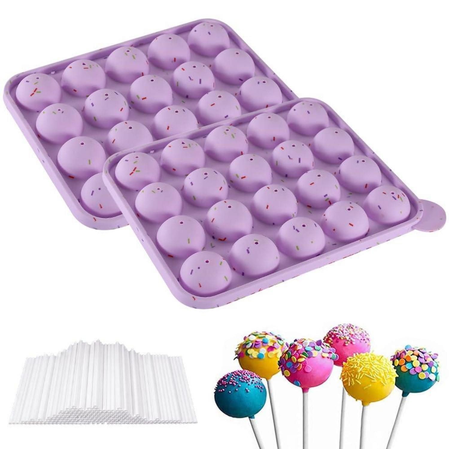 LuxusKollektion Cake-Pop-Form Cake Pop Form Silikon lila 20er + Sticks