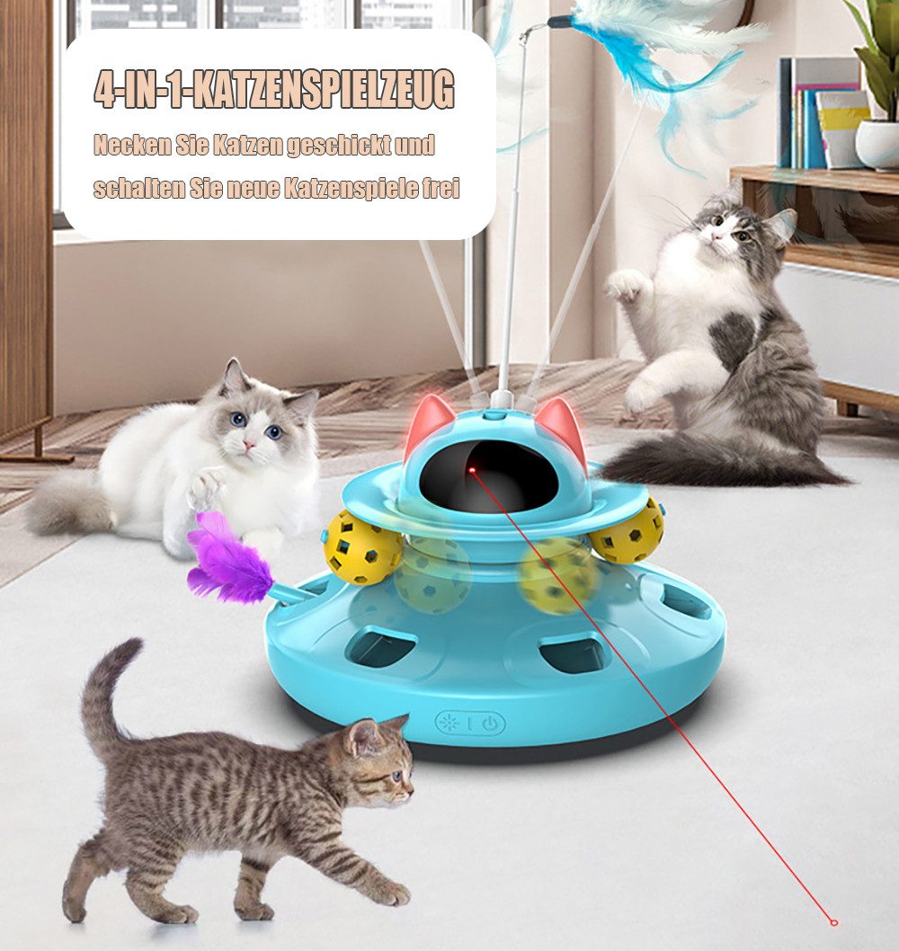 Vashoy Tier-Intelligenzspielzeug Elektrisches Katzenspielzeug, ABS, 3 Modi, abnehmbar (5-tlg) Elektrisches Infrarot-Katzenspielzeug mit Bewegungssensor