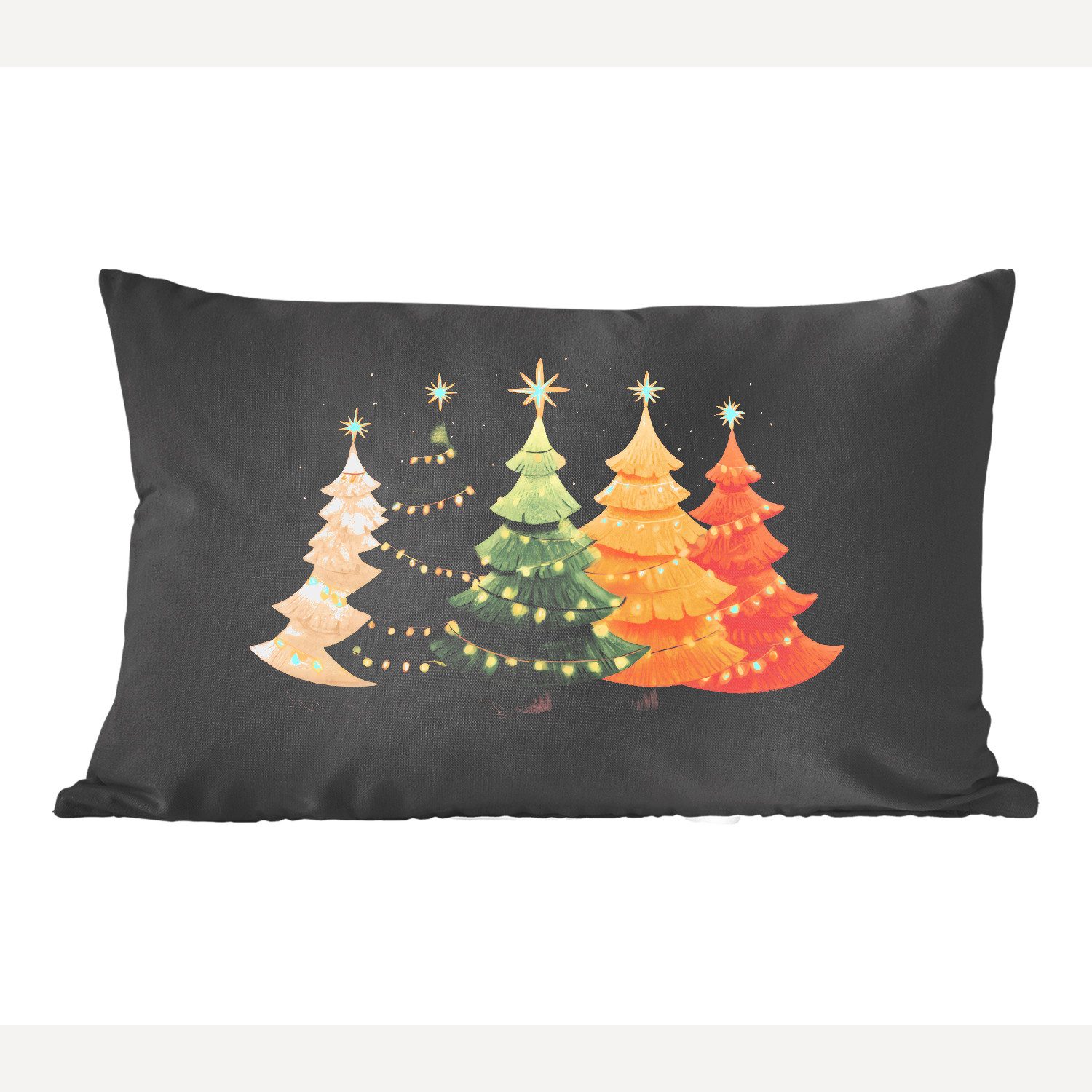 MuchoWow Dekokissen Weihnachtsbäume - Bunt - Lichter - Stern, Dekoration, Z günstig online kaufen