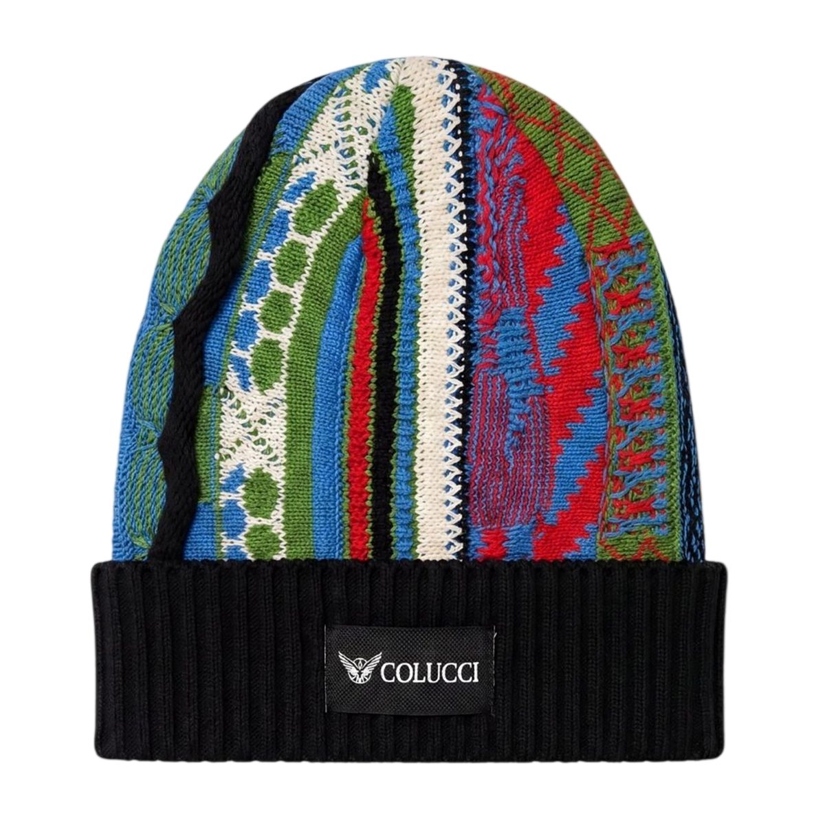COLUCCI Beanie Colucci Beanie Flat Knit Skull black (kein Set) 3D Knit