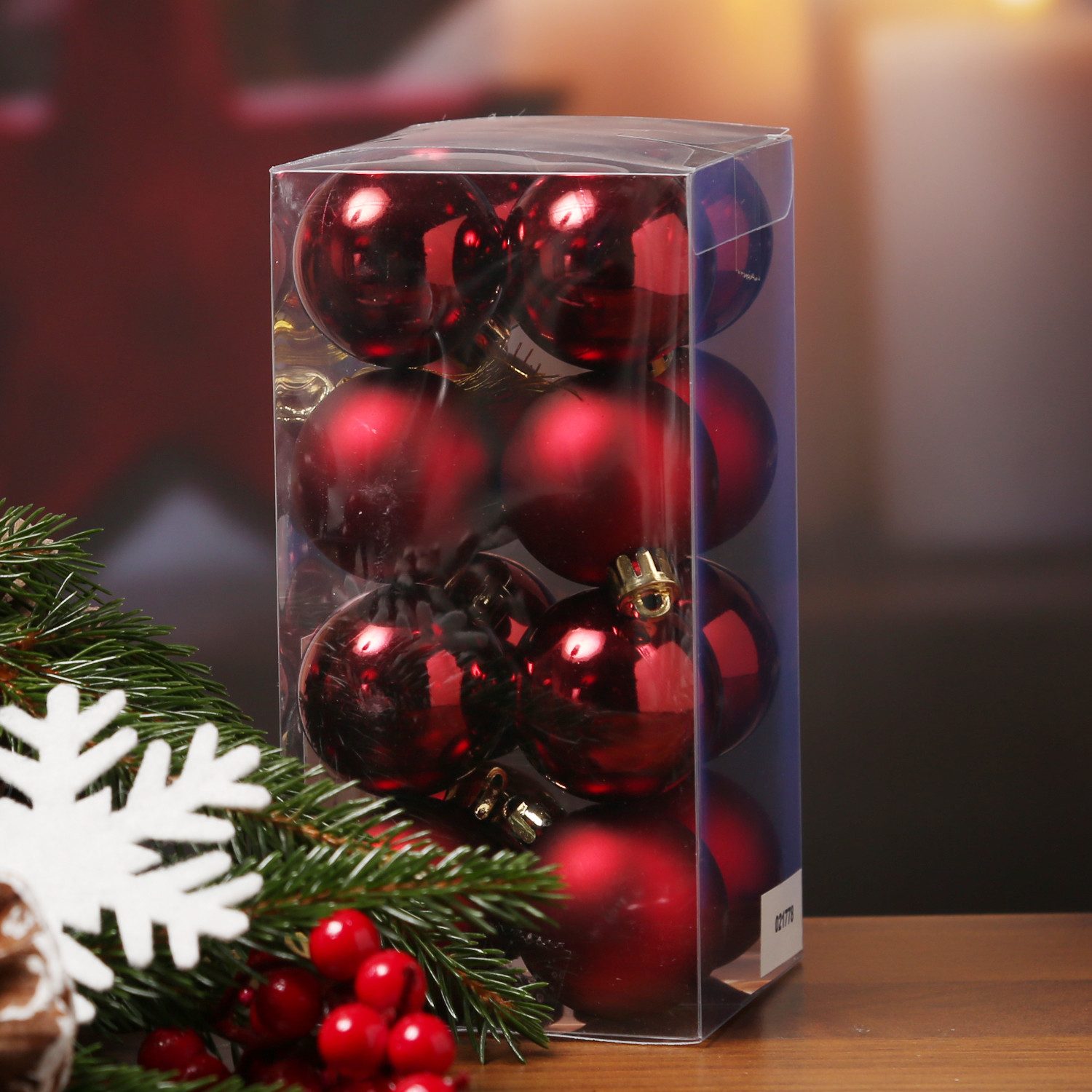 MARELIDA Weihnachtsbaumkugel Christbaumkugeln Weihnachtskugeln bruchfest 4cm weinrot 16er Set (16 St)