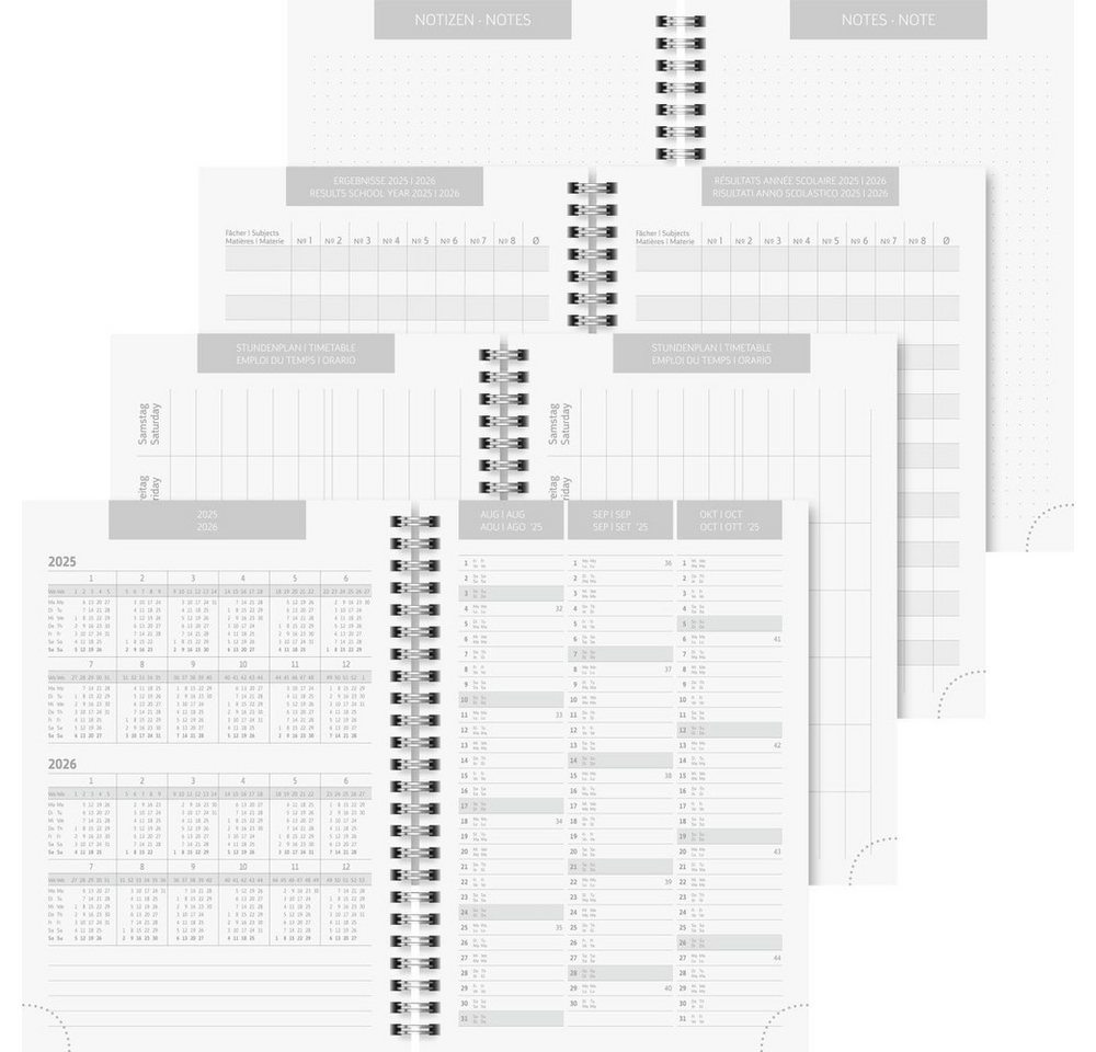 Thumbnail - BRUNNEN Schulheft Schülerkalender A5 - 2025-26 - cardb.1w/2p Monochrome