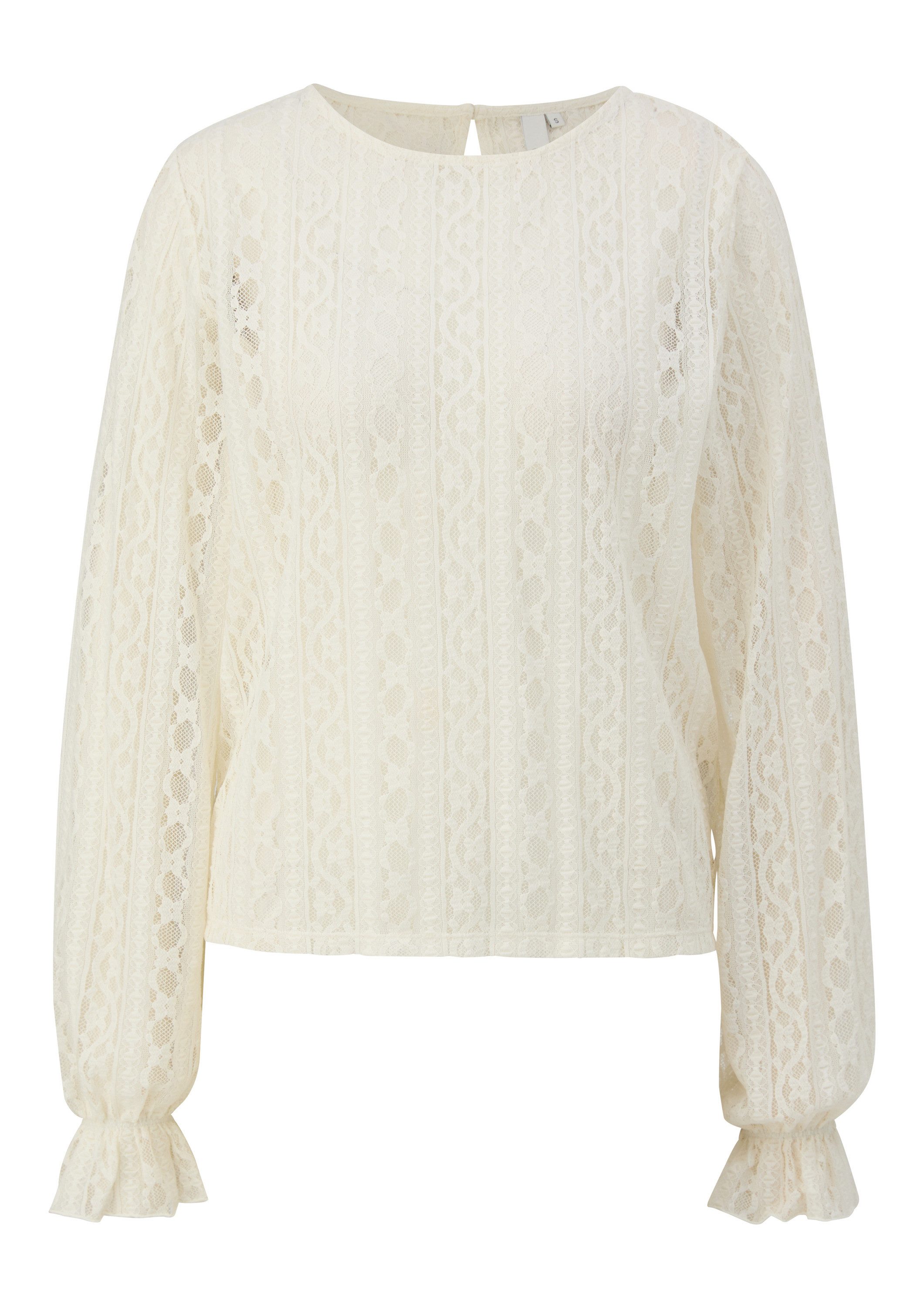 QS Langarmbluse T-Shirt Leicht transparentes Blusenshirt aus Spitze günstig online kaufen