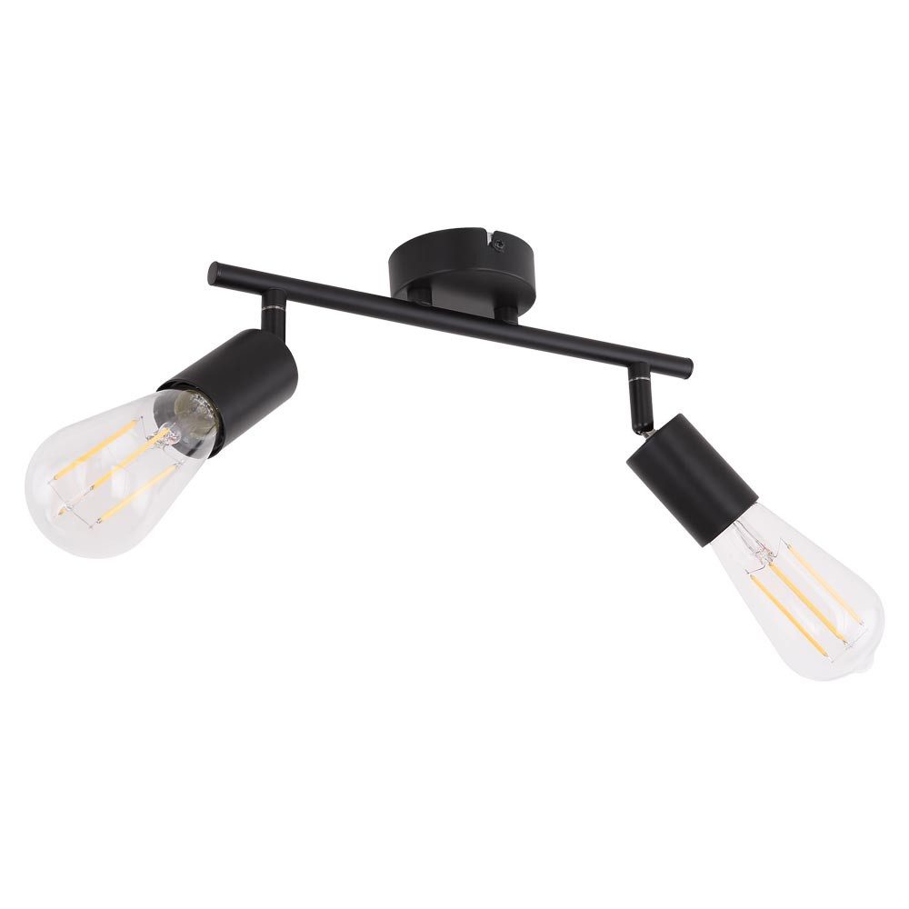 GLOBO LIGHTING LED Deckenleuchte, Leuchtmittel inklusive, Warmweiß, Deckenleuchte Spotlampe 2-Flammig LED Filament schwarz verstellbar