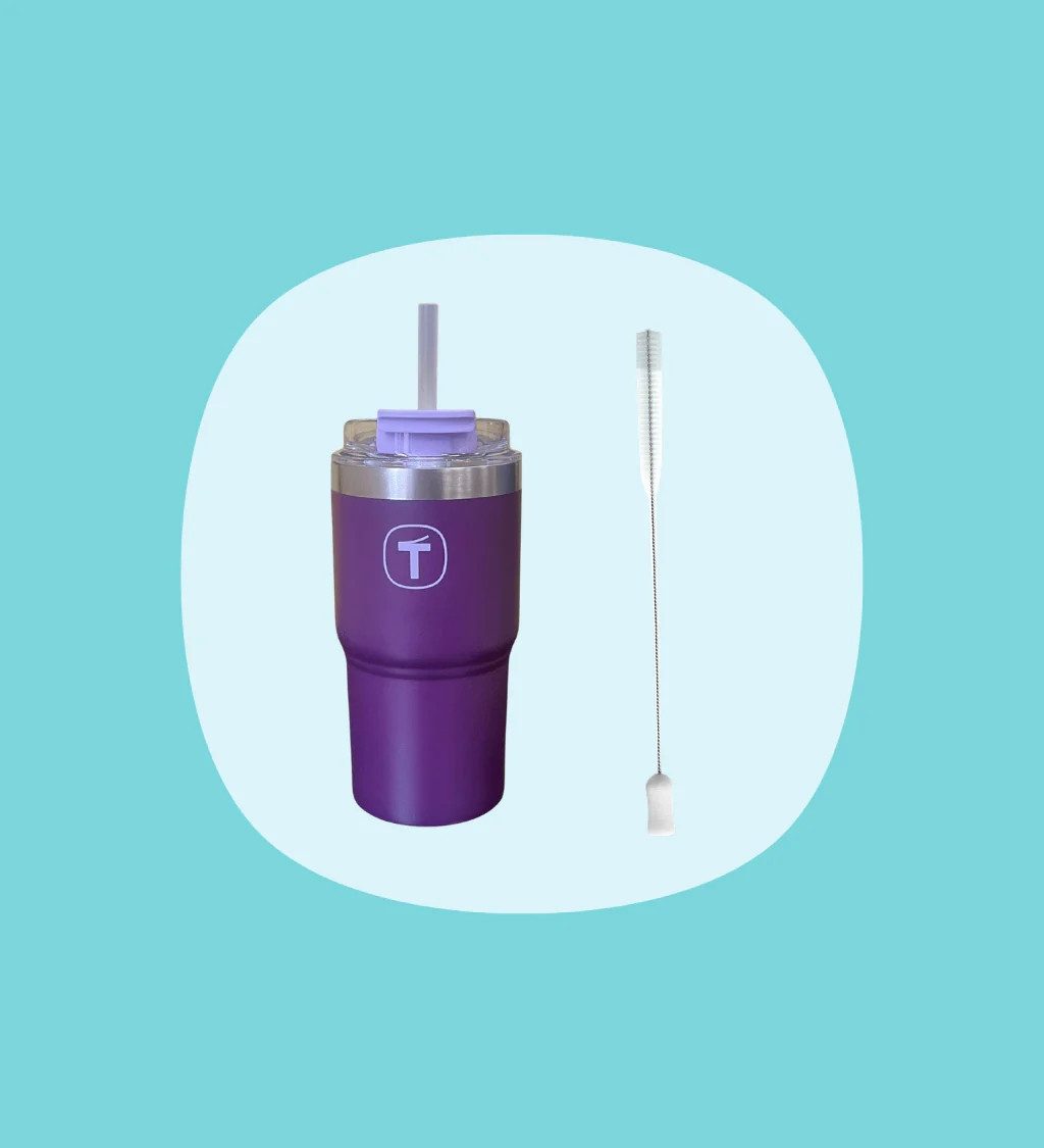 TUPPERWARE Thermobecher Tupperware® Big T Tumbler 630 ml Brombeere inkl. Trohhalmbürste