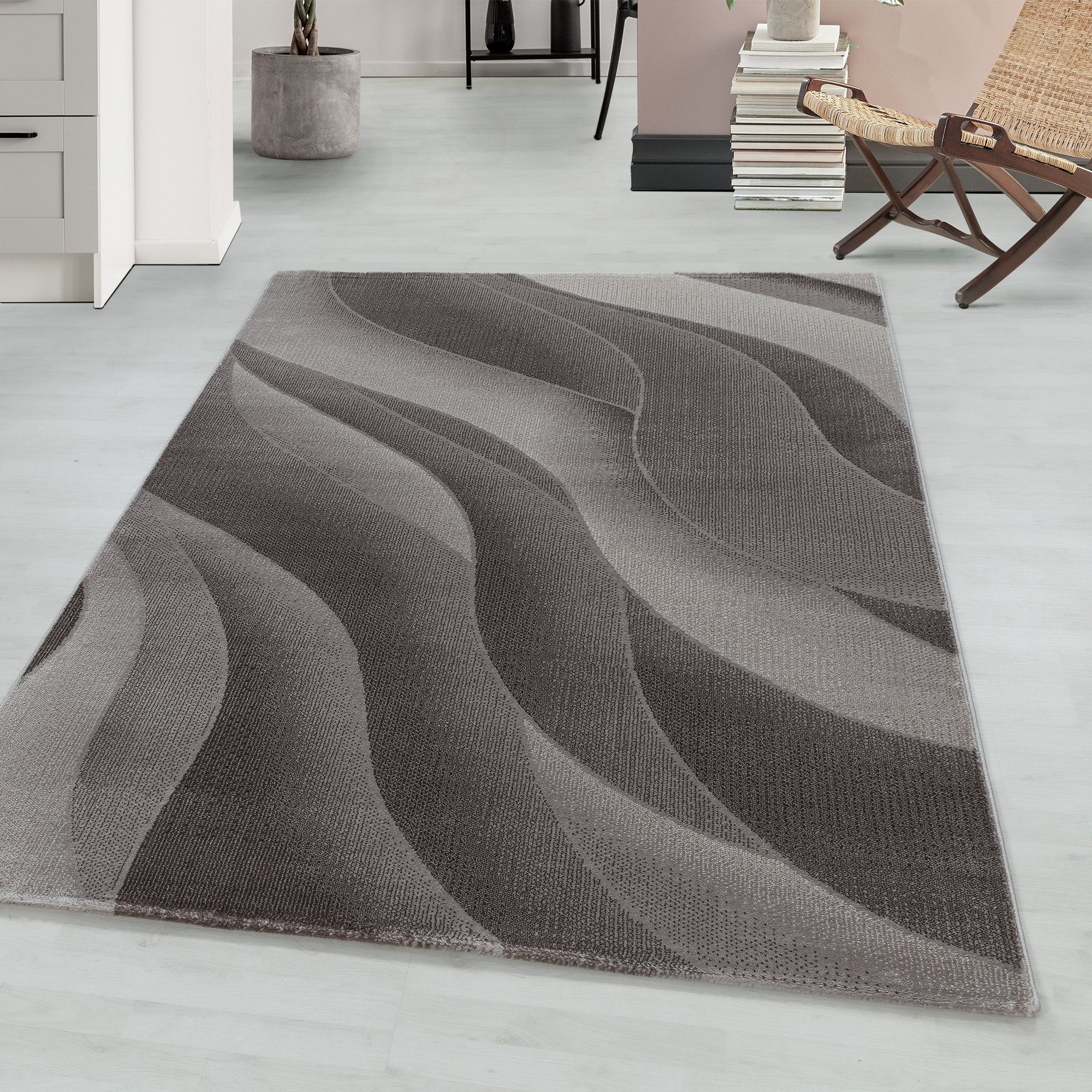 Teppich Wellen Design, Teppium, Läufer, Höhe: 9 mm, Teppich Wohnzimmer