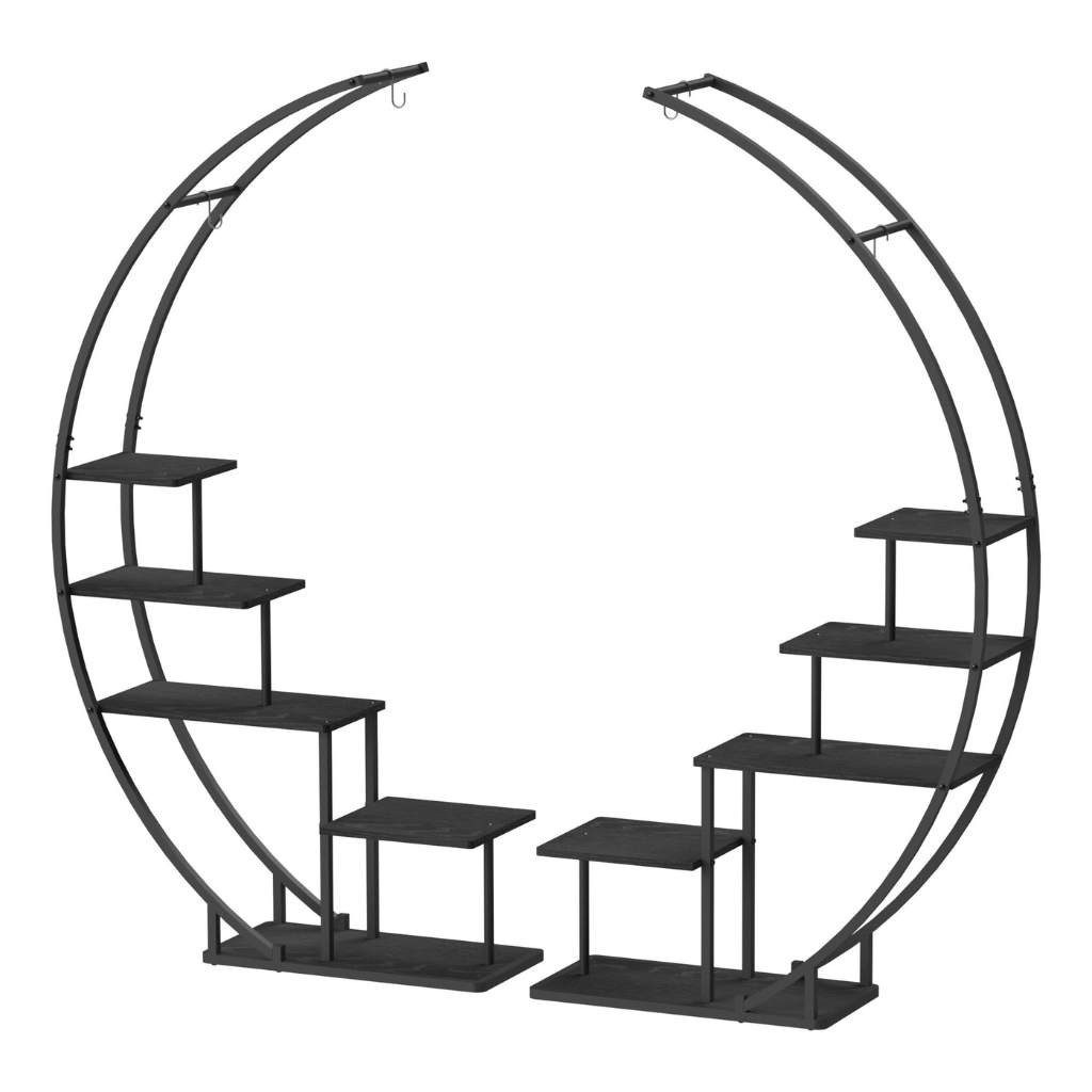 DanDiBo Blumenständer Wohnzimmer 170 cm Hoch Metall Schwarz Rund Blumenregal Groß Halbrund, Blumentreppe Pflanzenständer Modern Design Pflanzenhocker – Bild 5 von 5