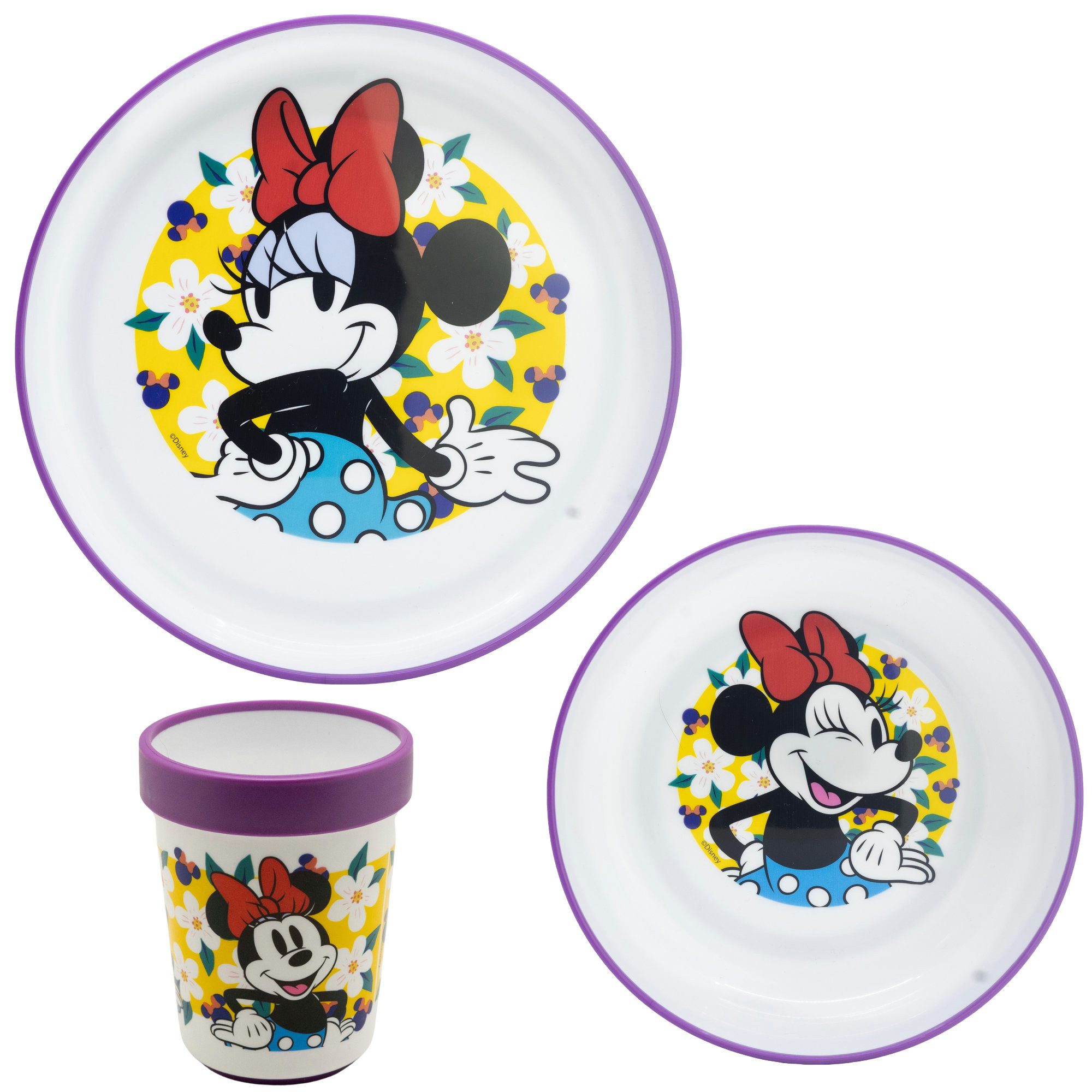 Kindergeschirr-Set Disney Minnie Maus Kinder Anti-Rutsch Geschirr-Set 3 teilig