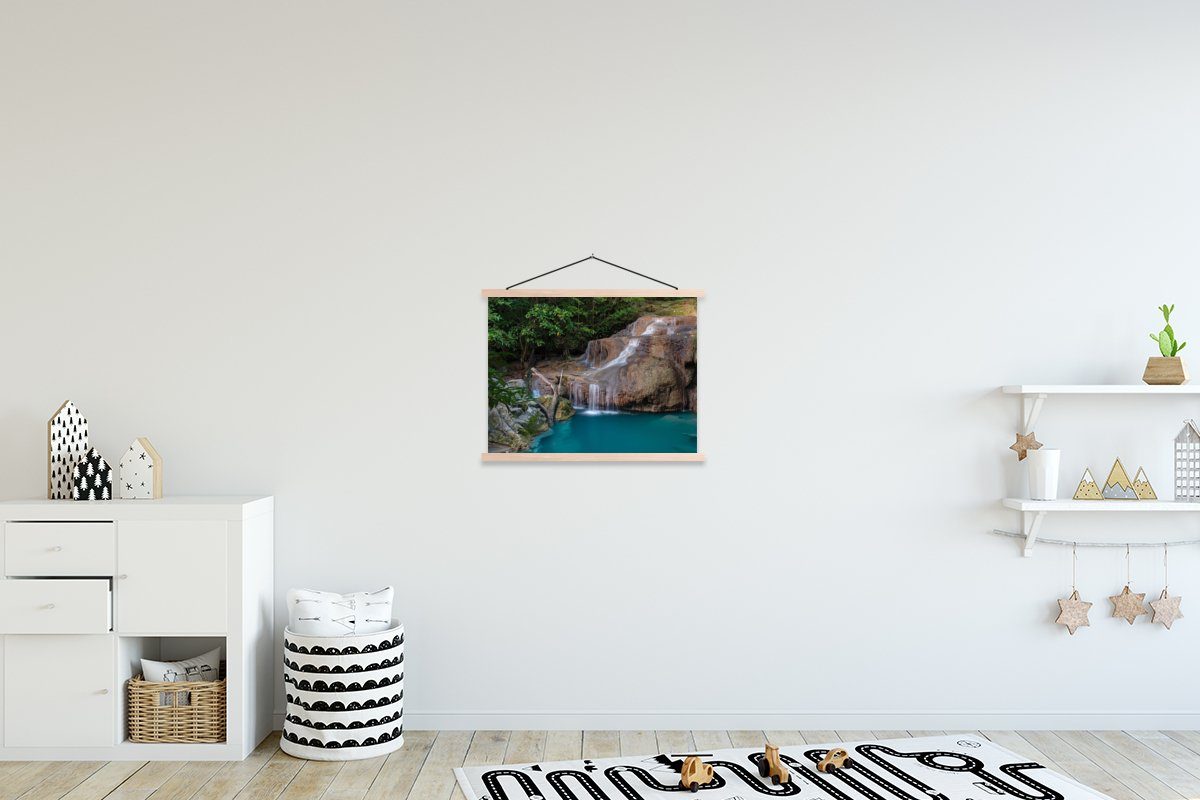 Wasserfall Textilposter Felsen - Landschaft, Posterleiste, Magnetisch Wohnzimmer, - St), (1 für Bilderleiste, MuchoWow Poster