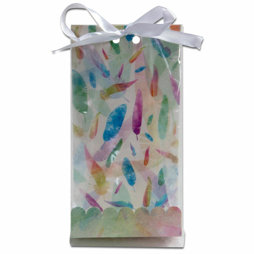 STÄDTER Geschenkfolie Geschenktüten Rainbow Feathers 24-tlg., (24St)