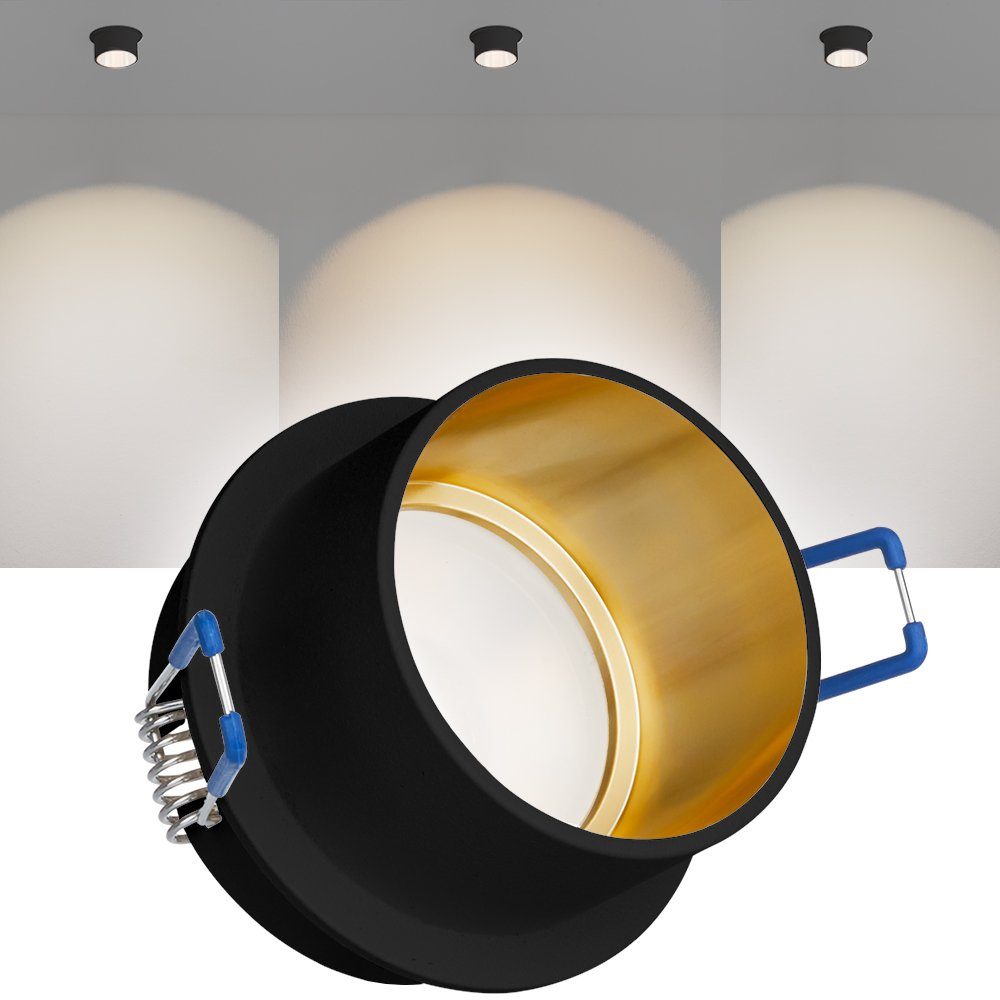 LEDANDO LED Einbaustrahler LED Einbaustrahler Set Schwarz / Gold mit LED GU10 Markenstrahler von | Strahler