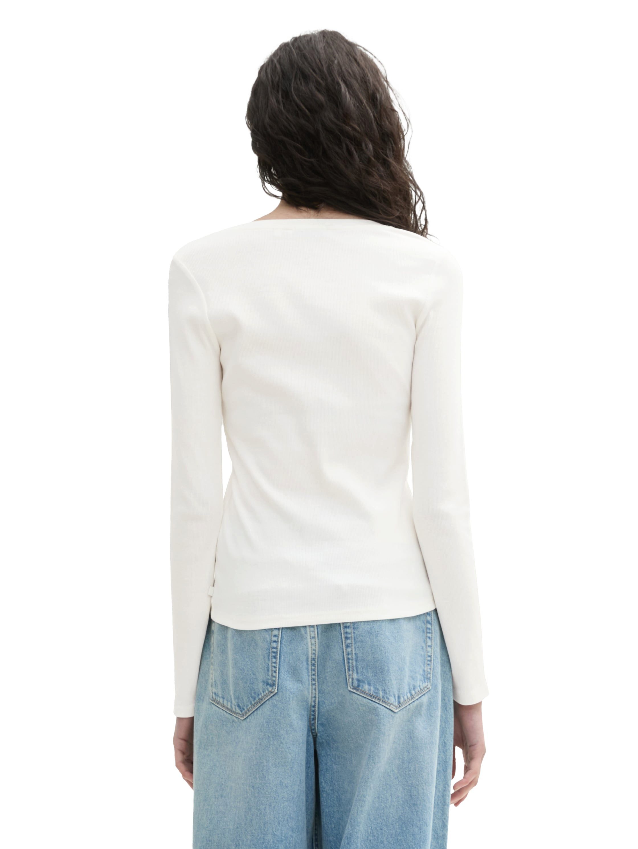 TOM TAILOR Denim Rundhalsshirt gerippt und mit Stretch günstig online kaufen