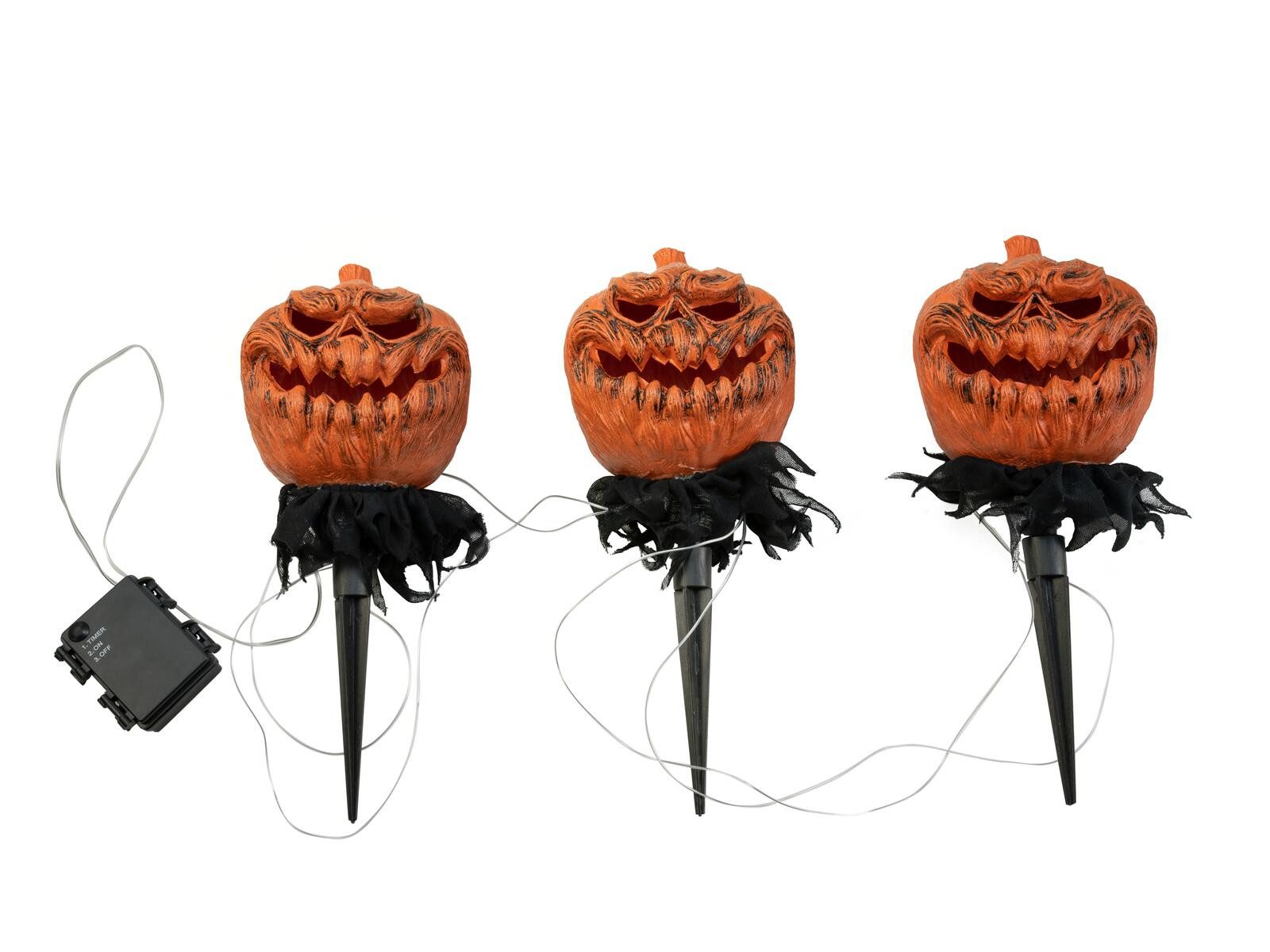 EUROPALMS Dekofigur EUROPALMS Halloween Kürbisse mit Erdspieß, 3er-Set, 39cm