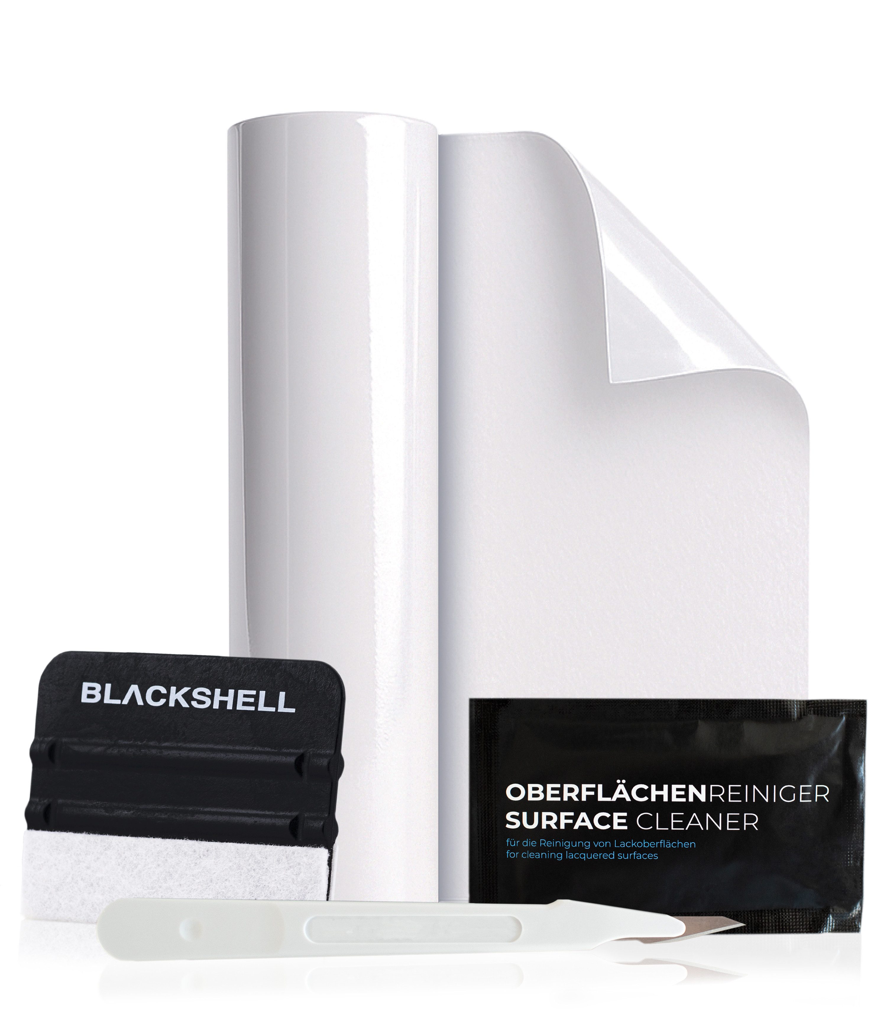 Blackshell Schutzfolie Lackschutzfolien Zuschnitte mit Werkzeug, Lackschutzfolie für alle glatten Oberflächen, 150µm, Steinschlagschutz