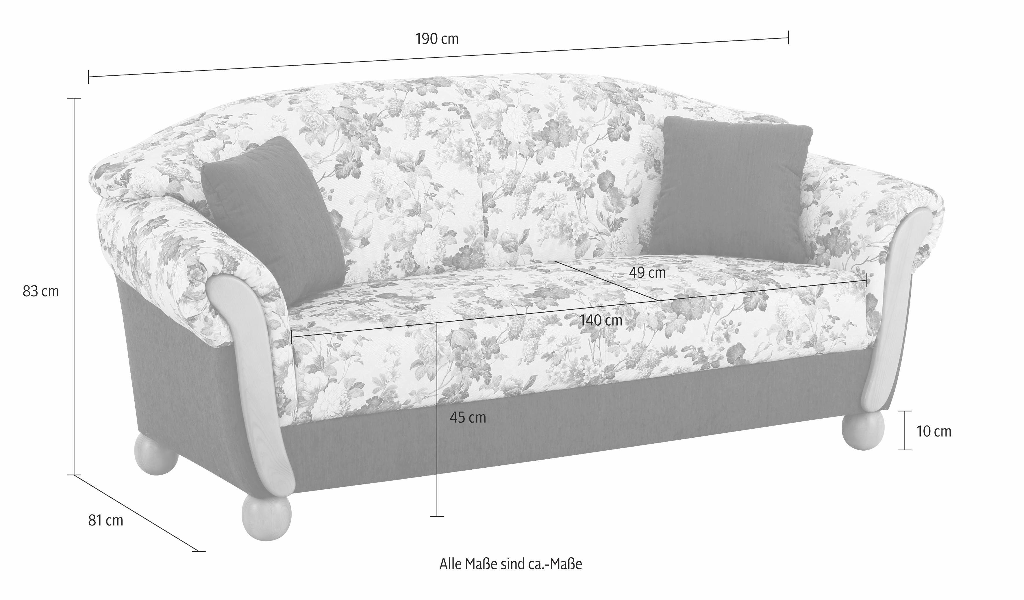 Home affaire 3-Sitzer Milano, bequemes Sofa mit geschwungenen Armlehnen, La günstig online kaufen