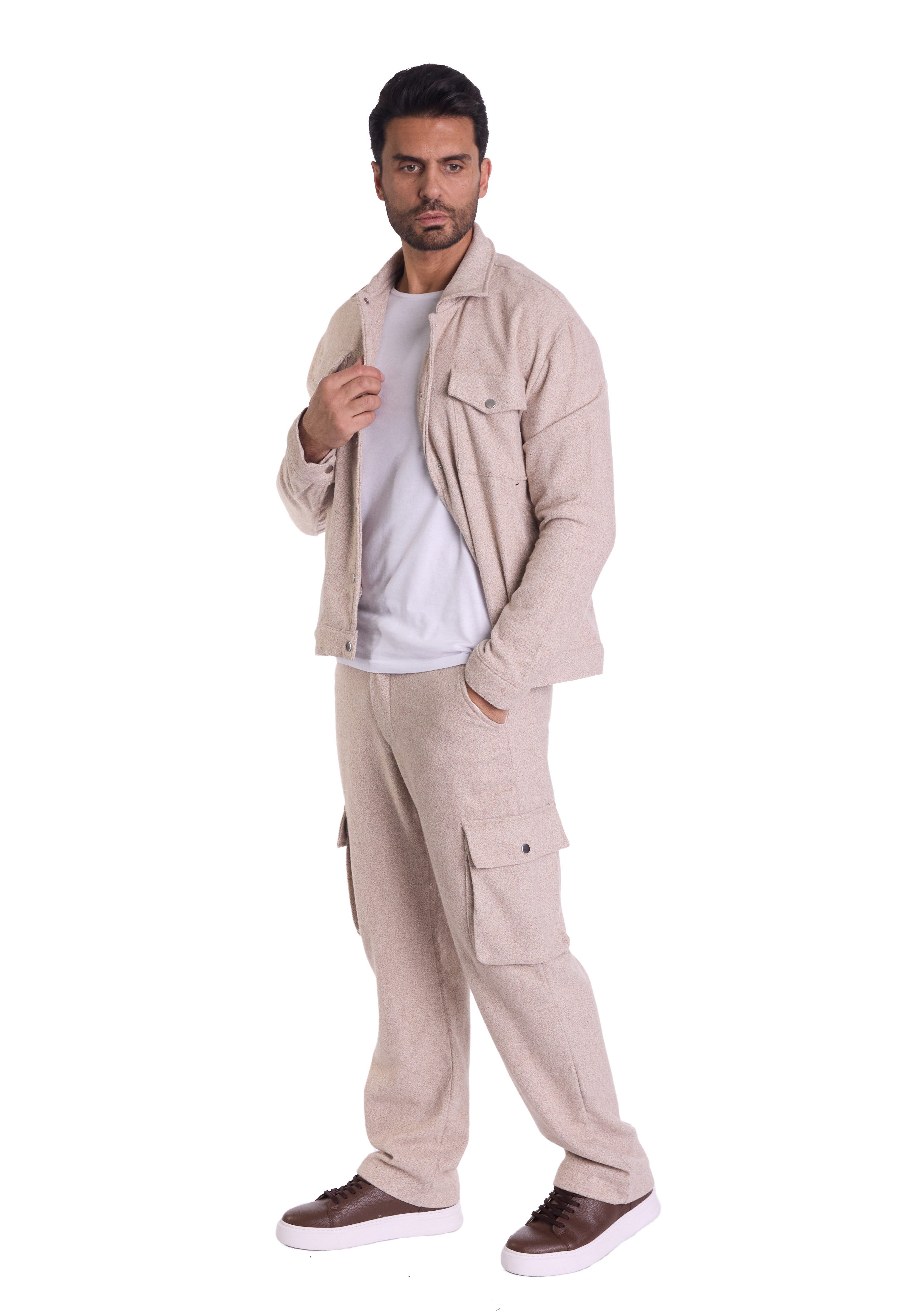 Denim Distriqt Freizeitanzug Herren Freizeitanzug mit Baggy Hose Beige M (2 günstig online kaufen