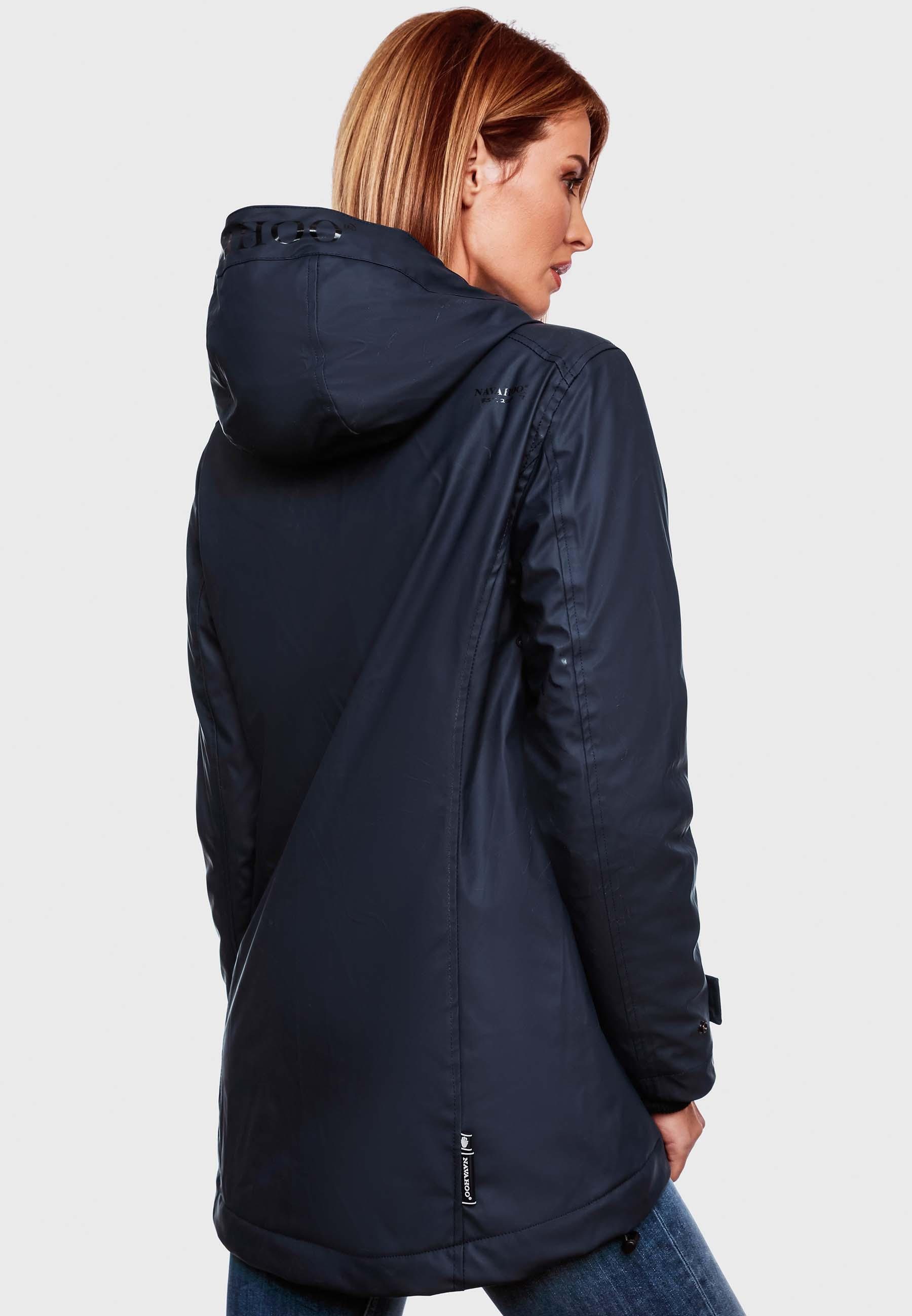 Navahoo Regenjacke Lindraa mit blau Teddyfell wasserdichte Outdoorjacke stylische