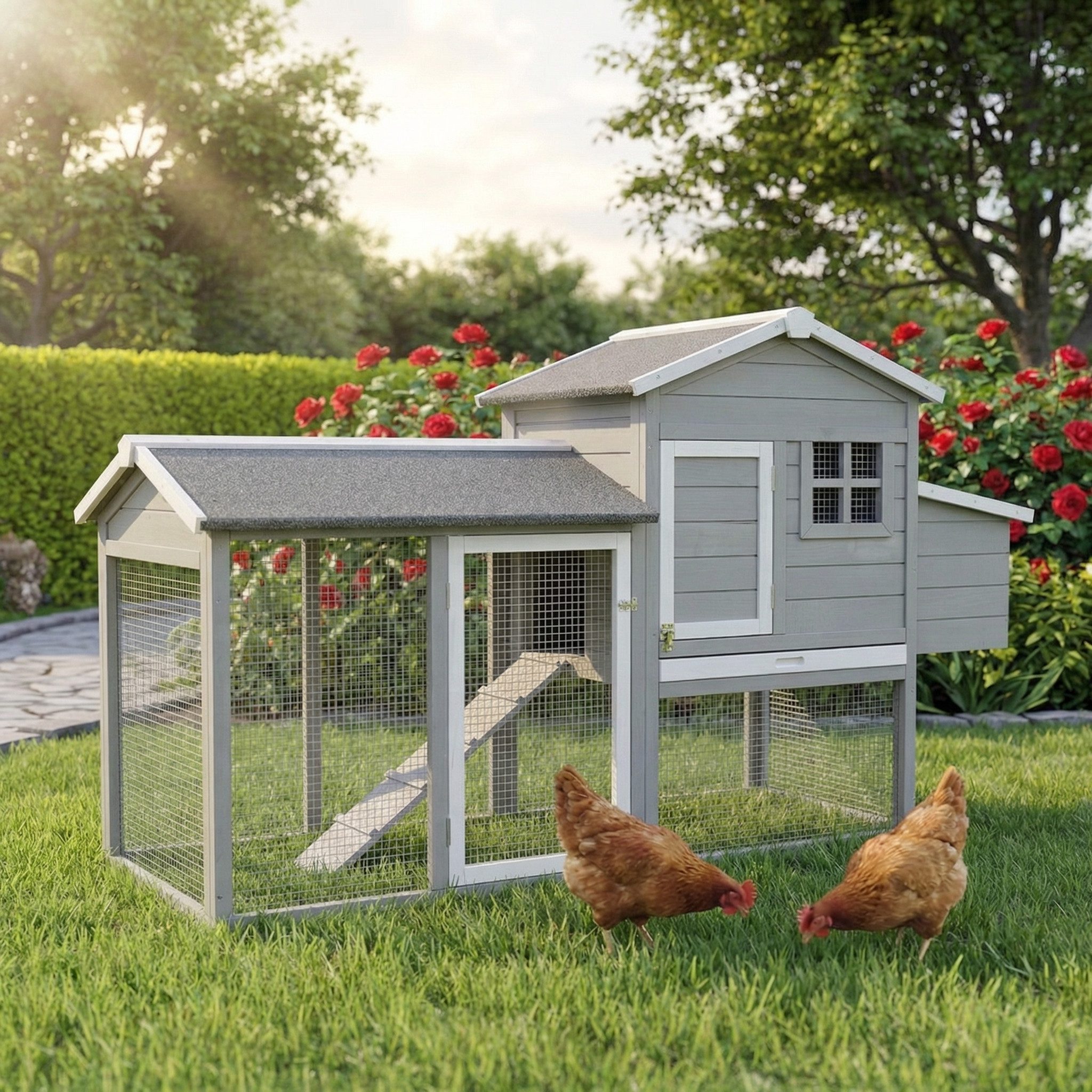 My Animal Hühnerstall MH-21 für 3-4 Hühner - Wetterbeständig - Kieferholz, Hühnerhaus, Hühner Käfig, Gehege, Nistkasten, Hühnerstall