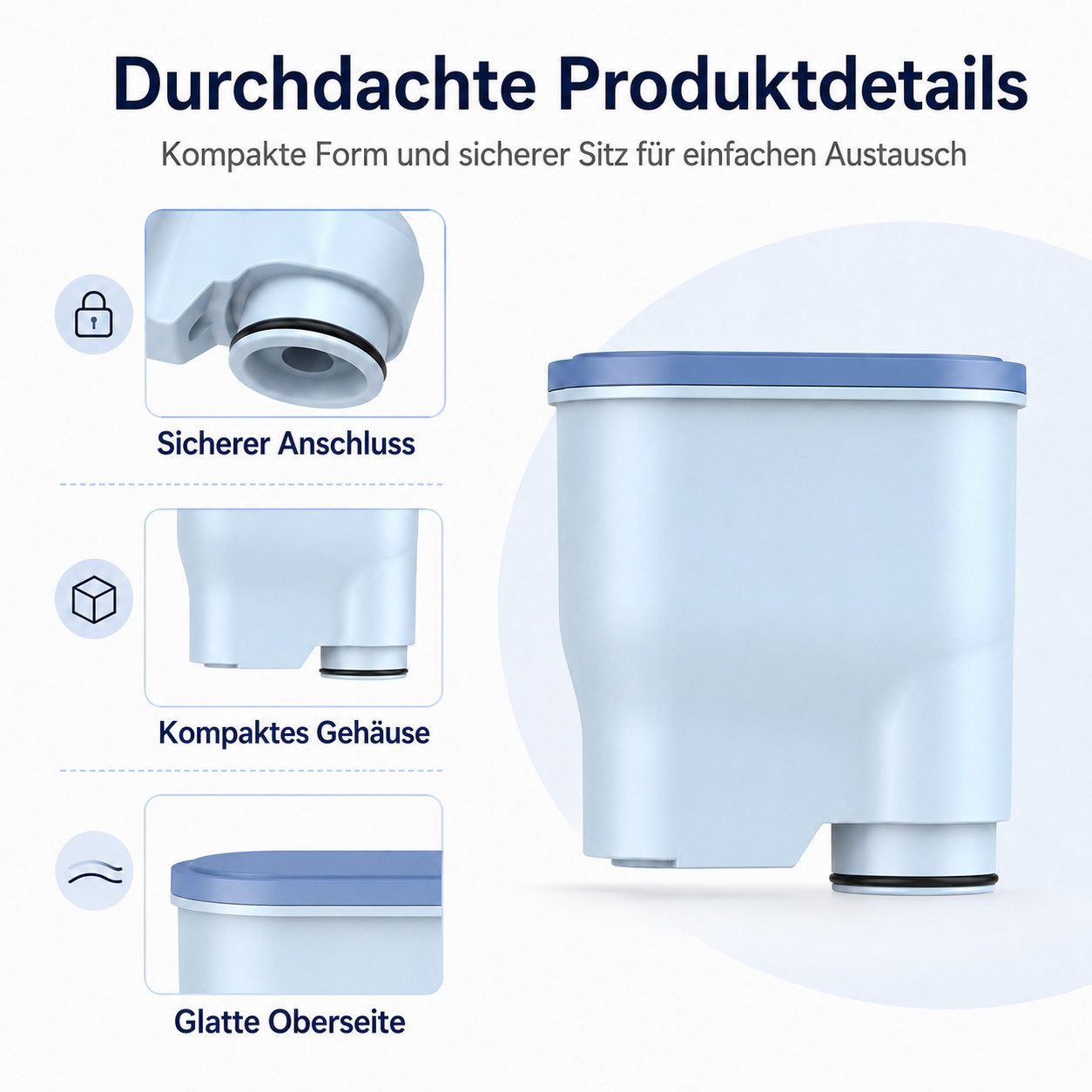 XEOOCE Korbfilter Wasserfilter, Kompatibel Mit CA6903, 4 Stück, Blau, Zubehör für Espressomaschine