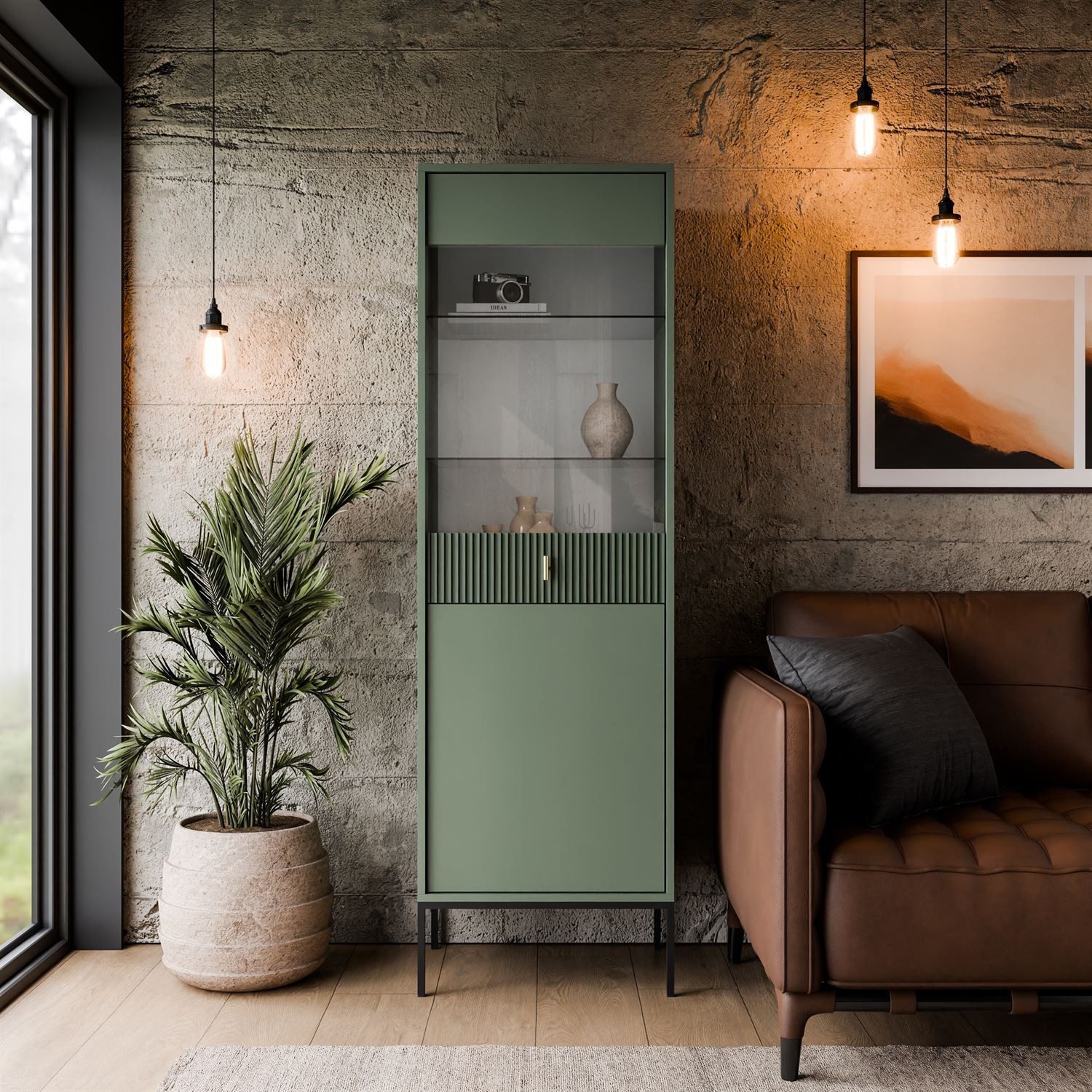 Lookway Vitrine MIDNIGHT mit Glastür auf Gestell Breite: 54 cm