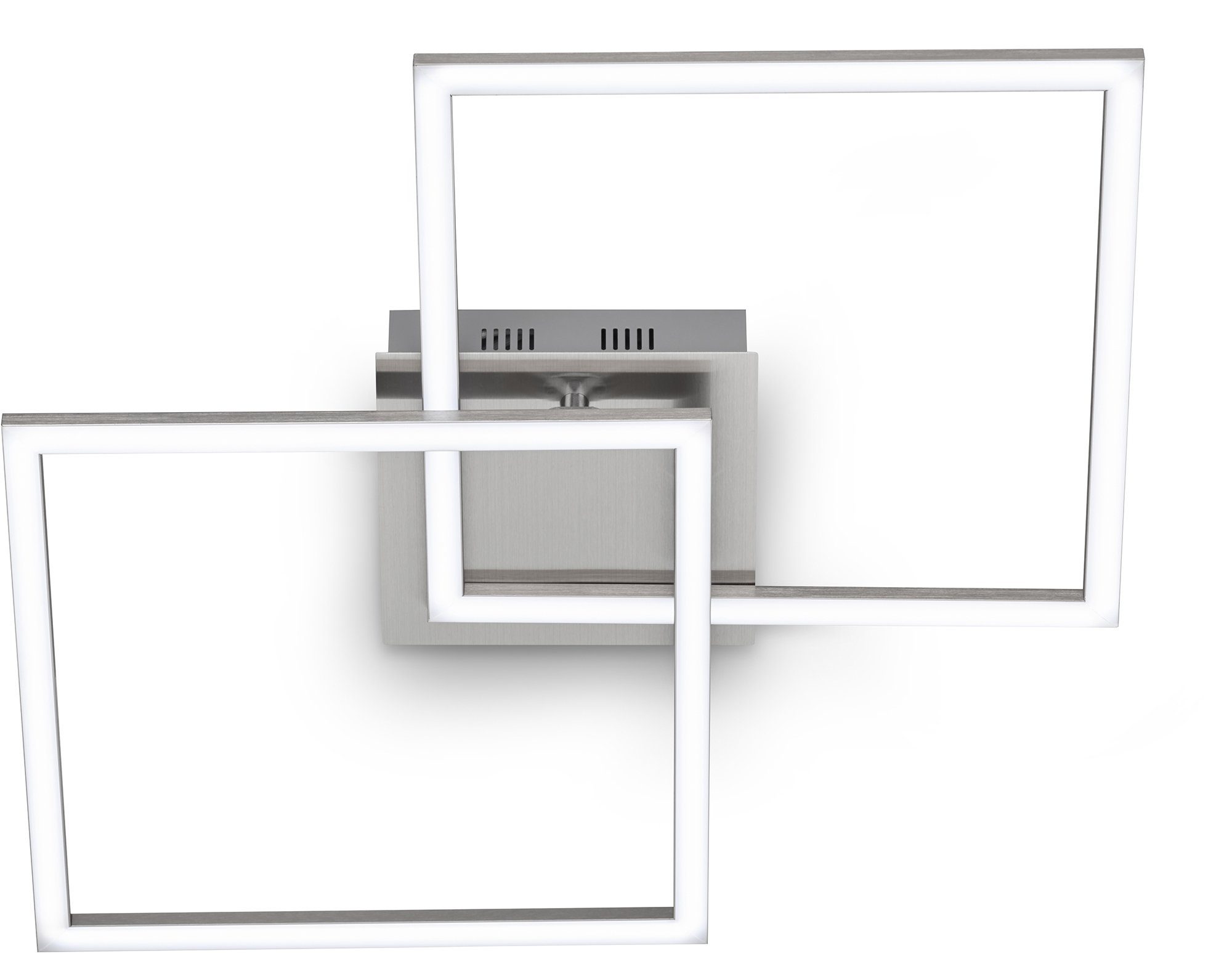 EGLO LED Deckenleuchte Palmaves Deckenlampe, nickel-matt, gebürstet, Nachtlicht, Quadrate, CCT - über Fernbedienung, Dimmer, Dimmfunktion, Fernbedienung, Infrarot inkl., Nachtlichtfunktion, dimmbar über Fernbedienung, mehrere Helligkeitsstufen, LED fest integriert, minimalistisch, zeitlos, flache Bauform, Wohnzimmer, 47x29,5x6cm