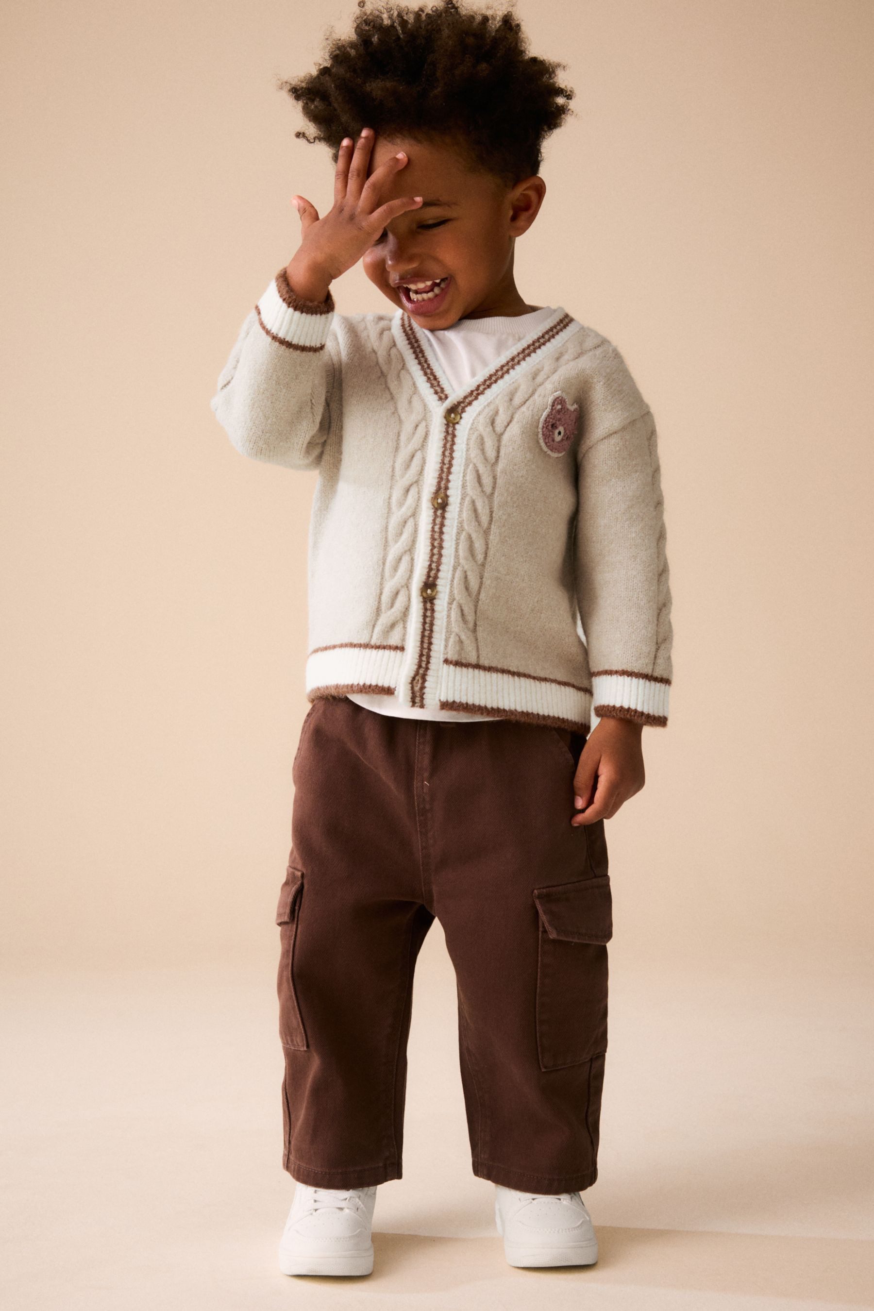 Next Strickjacke Strickjacke aus 100 % Baumwolle mit Figuren (1-tlg) – Bild 4 von 5