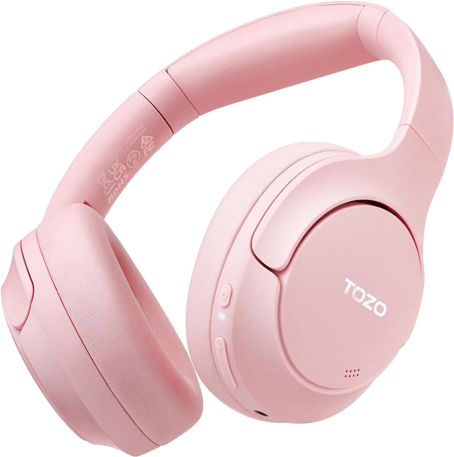 TOZO Hybrid Active Noise Cancelling App Steuerung,Hi-Res Audio, 60Spielzeit Headset (Hoher Tragekomfort: Weiche Proteinleder-Ohrpolster und anpassbare Ohrmuscheln bieten Komfort für alle Kopfformen, ideal für langes Tragen., Bluetooth, Aktive Geräuschunterdrückung Tiefer Bass, Komfortable Ohrmuscheln)